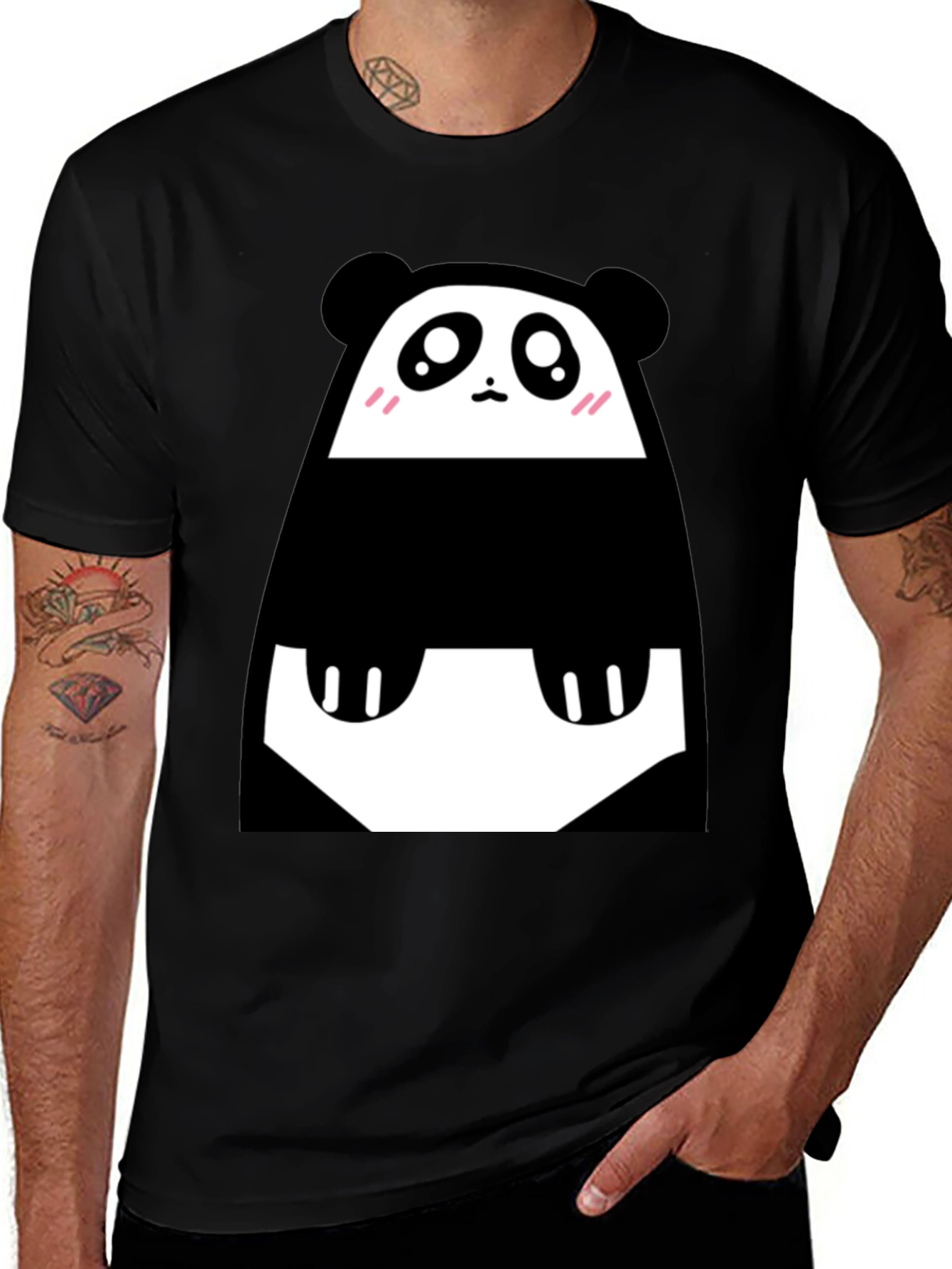 Variant 20 of Cute Panda Graphic Black T-Shirt