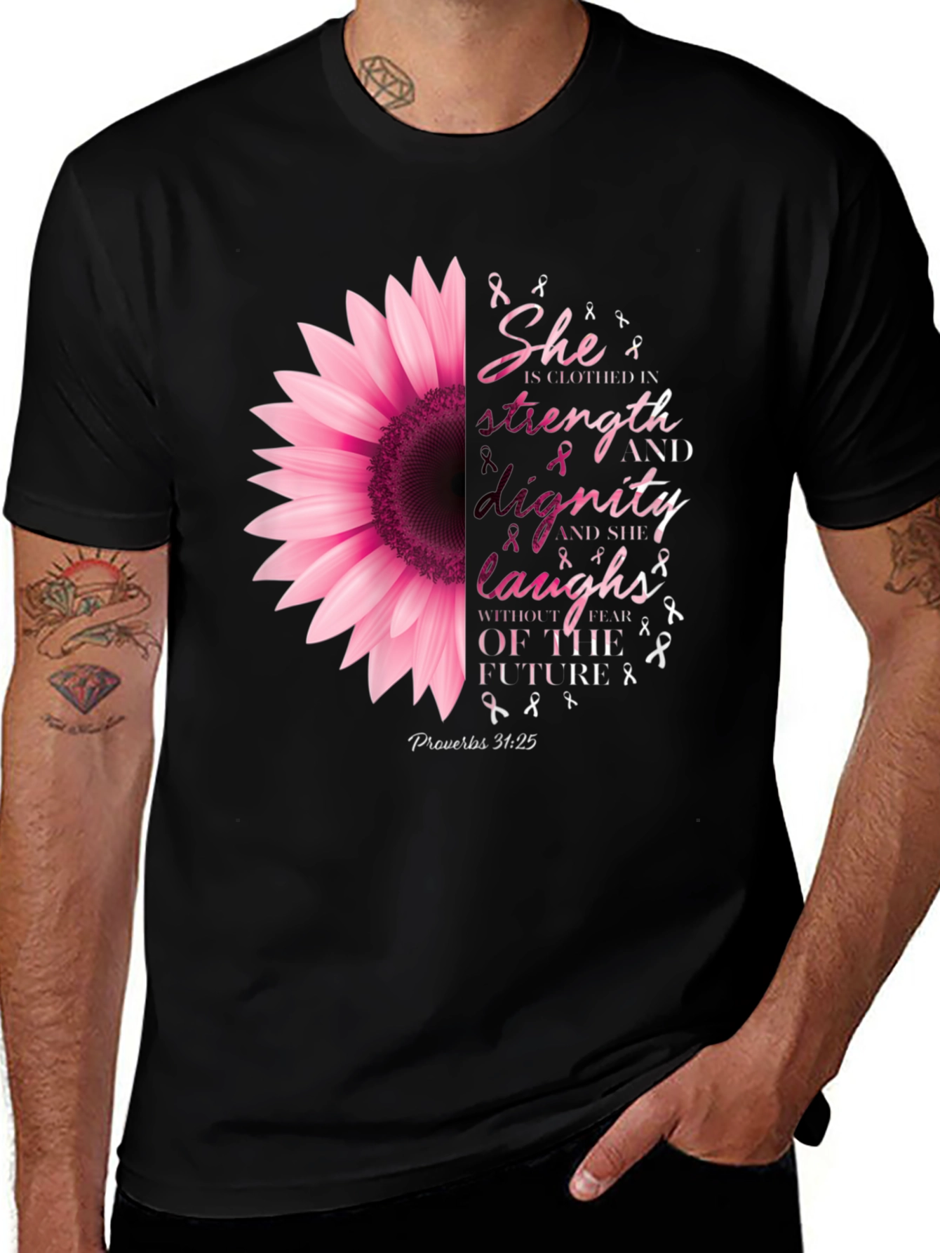 She is Clothed in Strength Sunflower T-Shirt