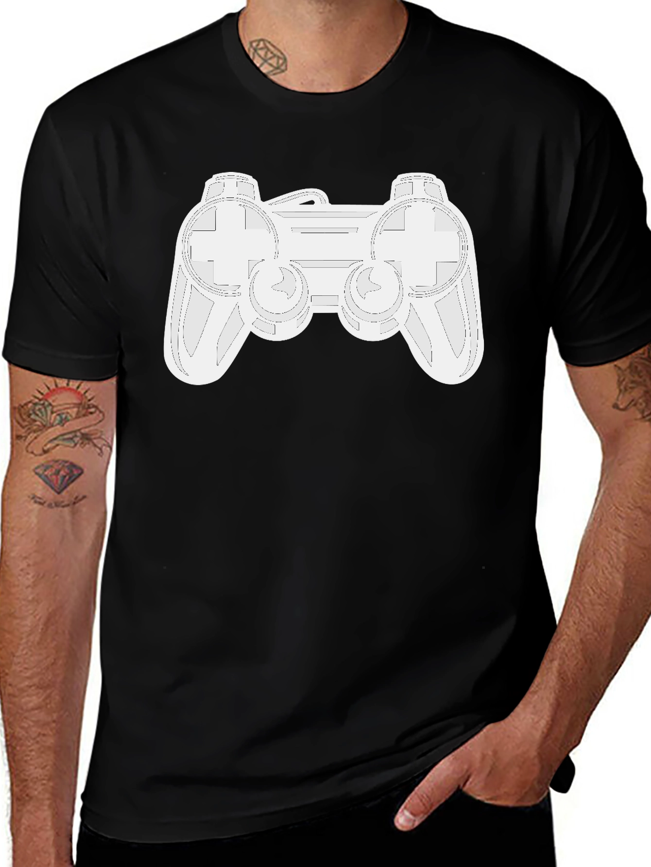 Variant 6 of Gamer Controller Graphic Tee - Casual Black T-Shirt