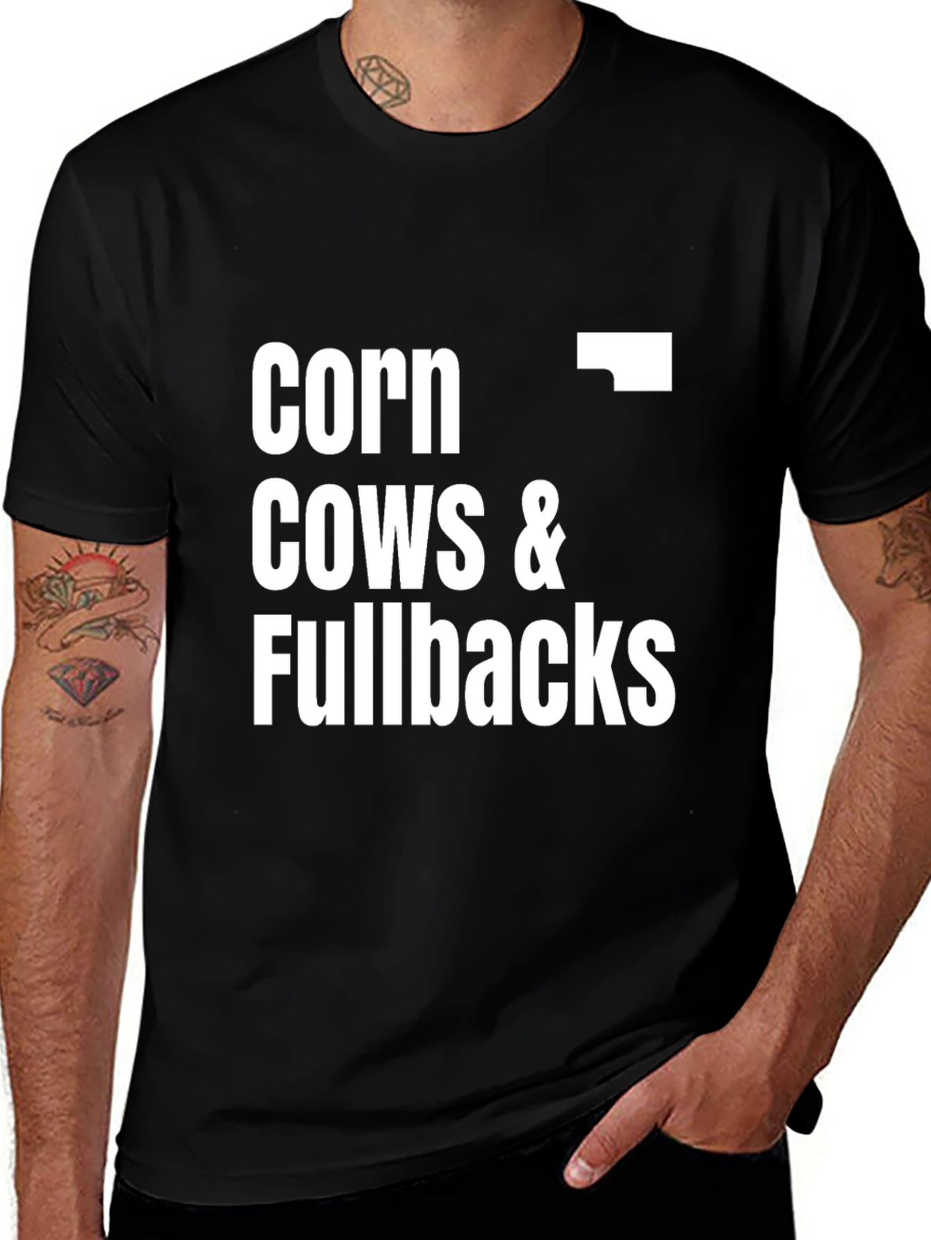 Variant 25 of Corn, Cows, & Fullbacks T-Shirt - Black Graphic Tee