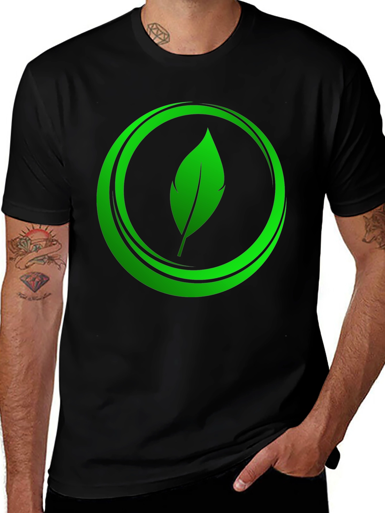 Eco-Friendly Leaf Logo Graphic Tee