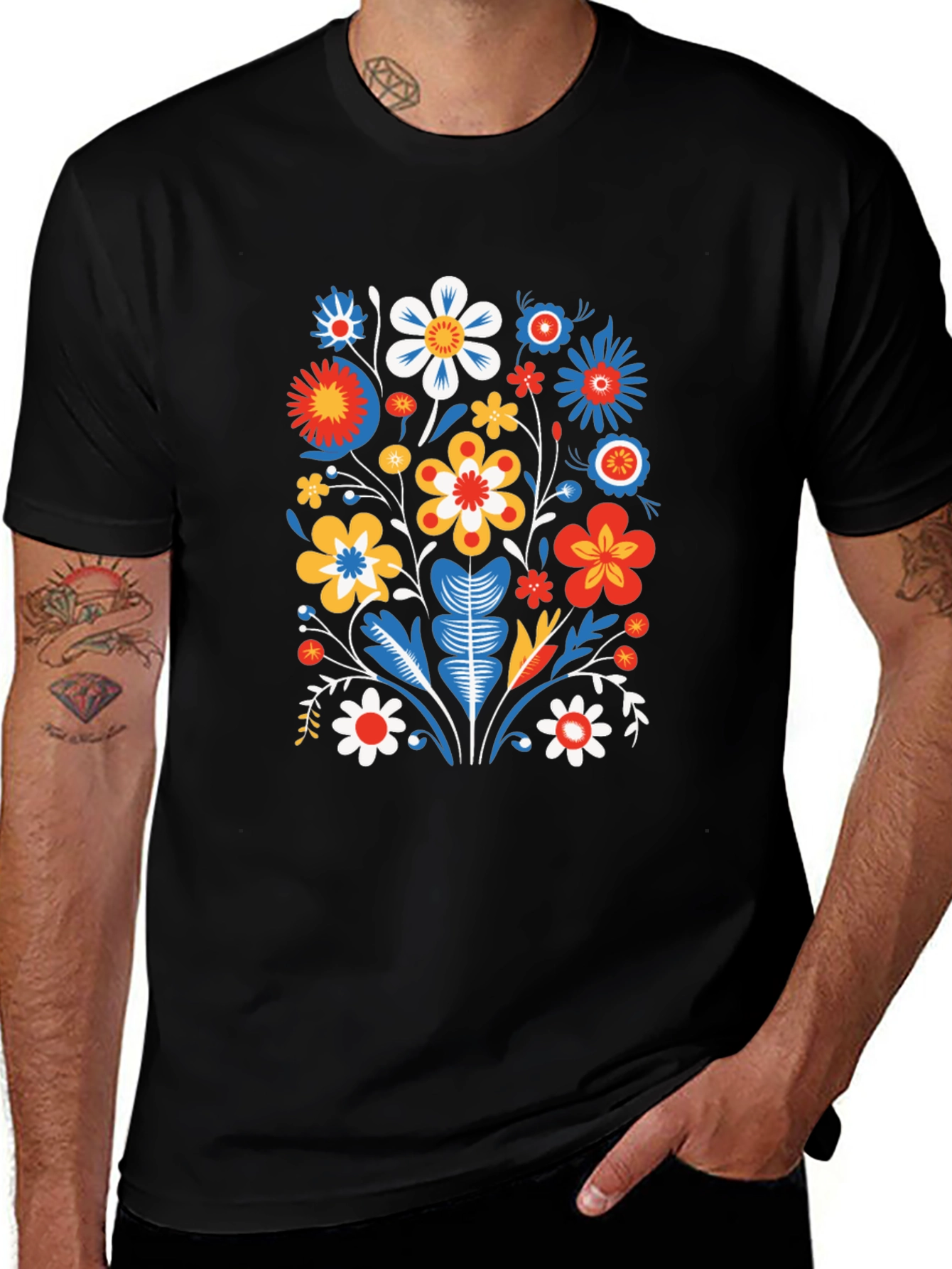 Variant 21 of Floral Graphic Black T-Shirt