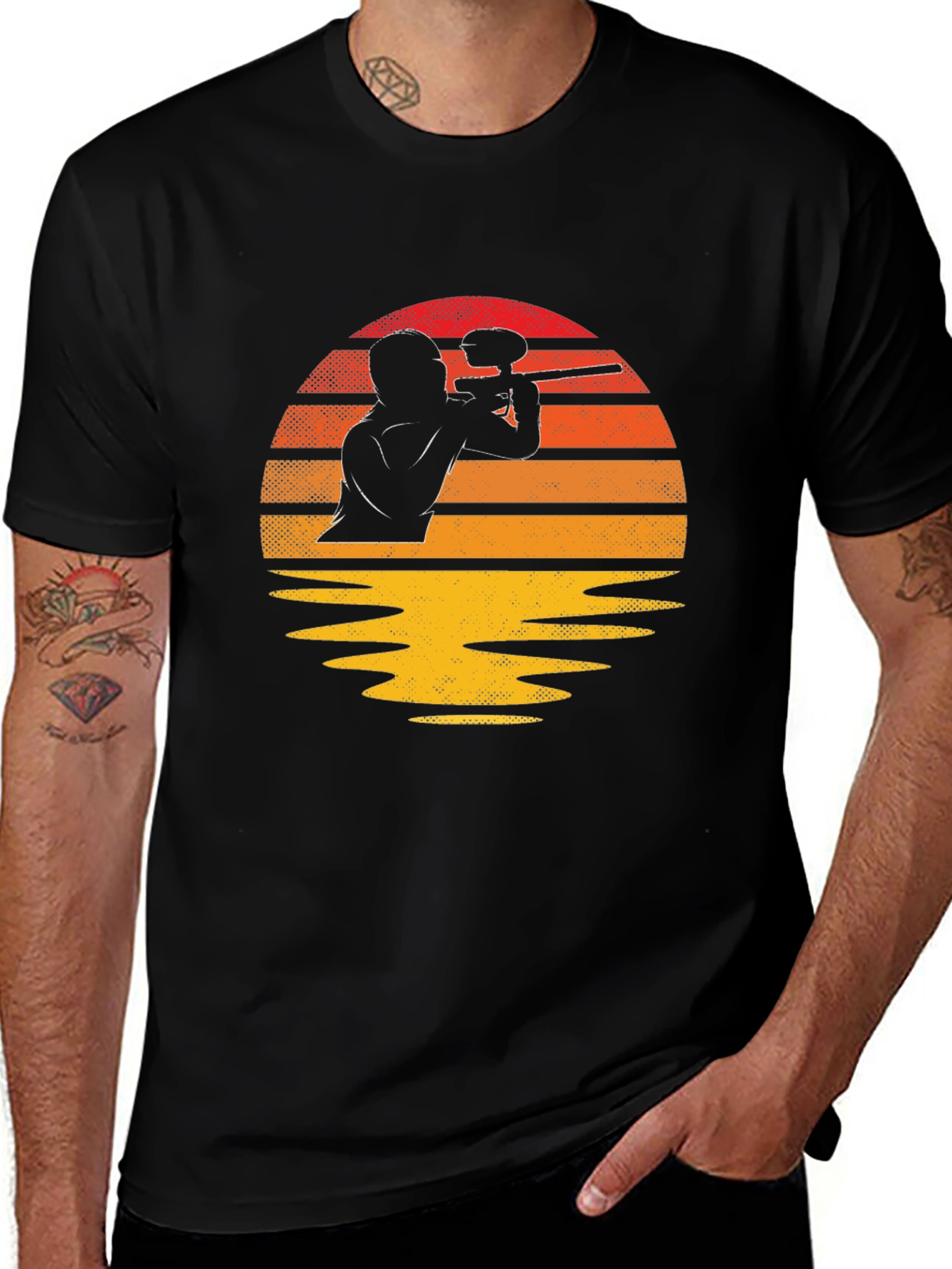 Variant 25 of Paintball Sunset Graphic Tee - Black