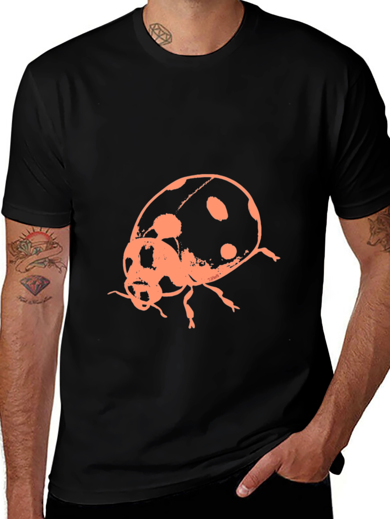 Variant 2 of Ladybug Graphic Tee - Black Cotton Blend