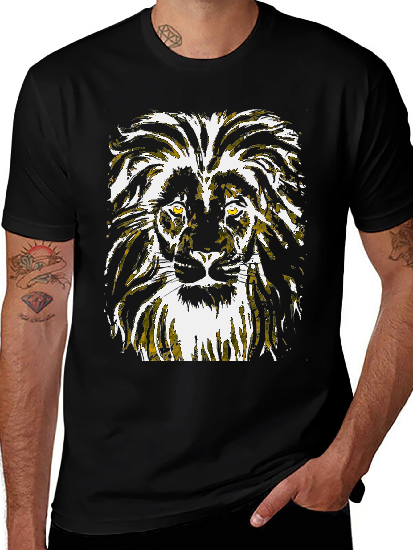 Variant 7 of Lion Graphic Black T-Shirt