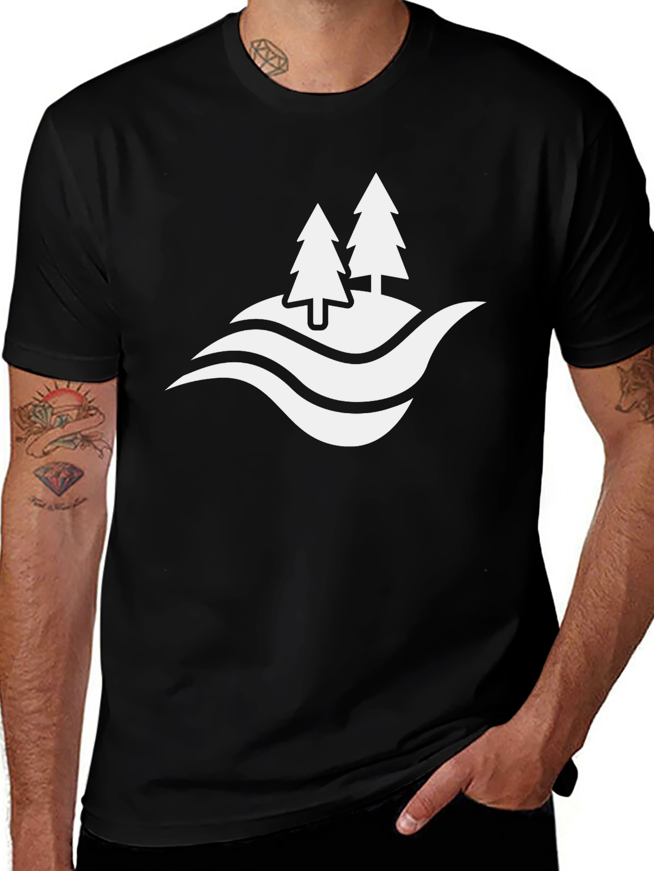 Variant 5 of Nature Scene Graphic Black T-Shirt