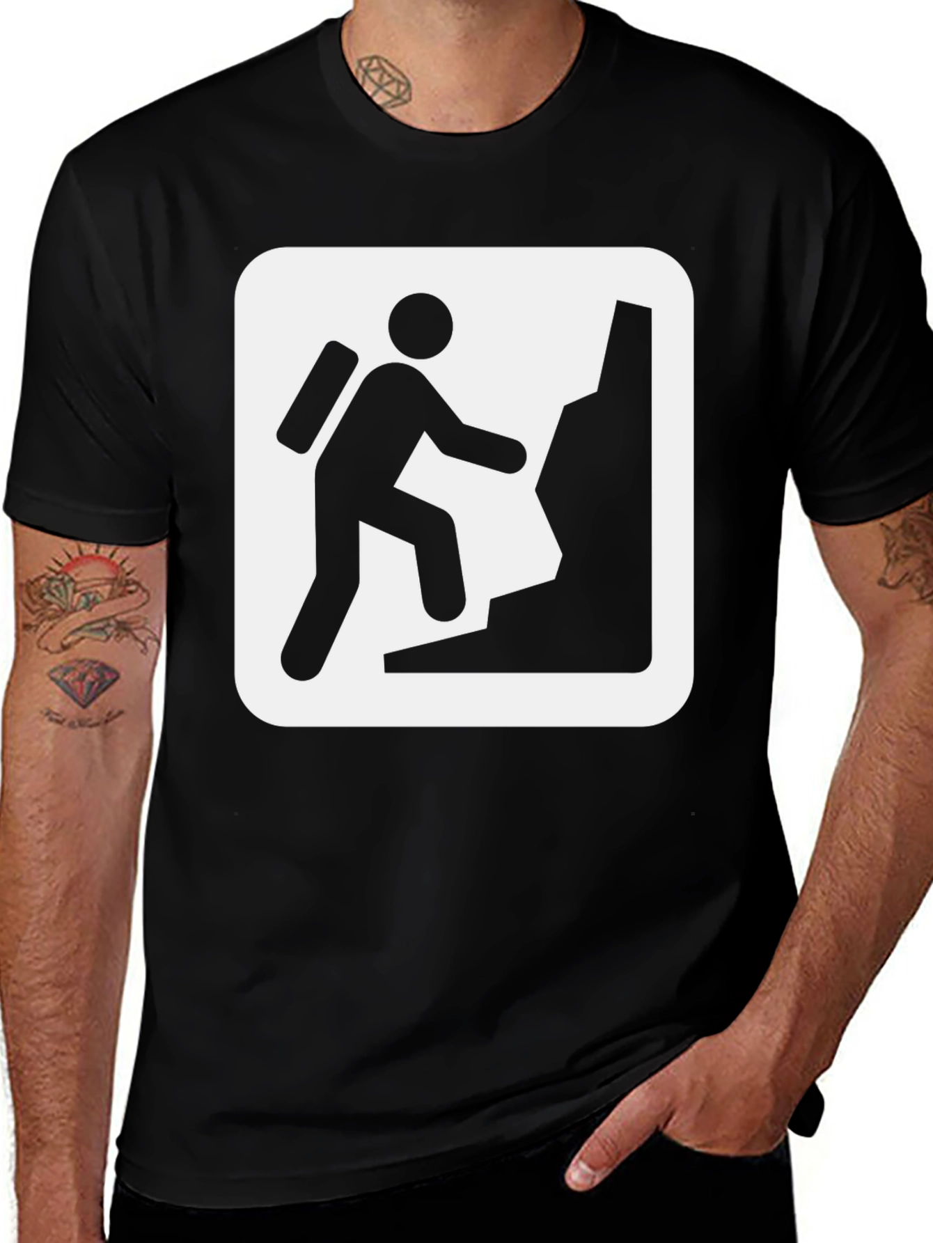 Variant 20 of Climbing T-Shirt, Hiker Shirt, Black Cotton Tee
