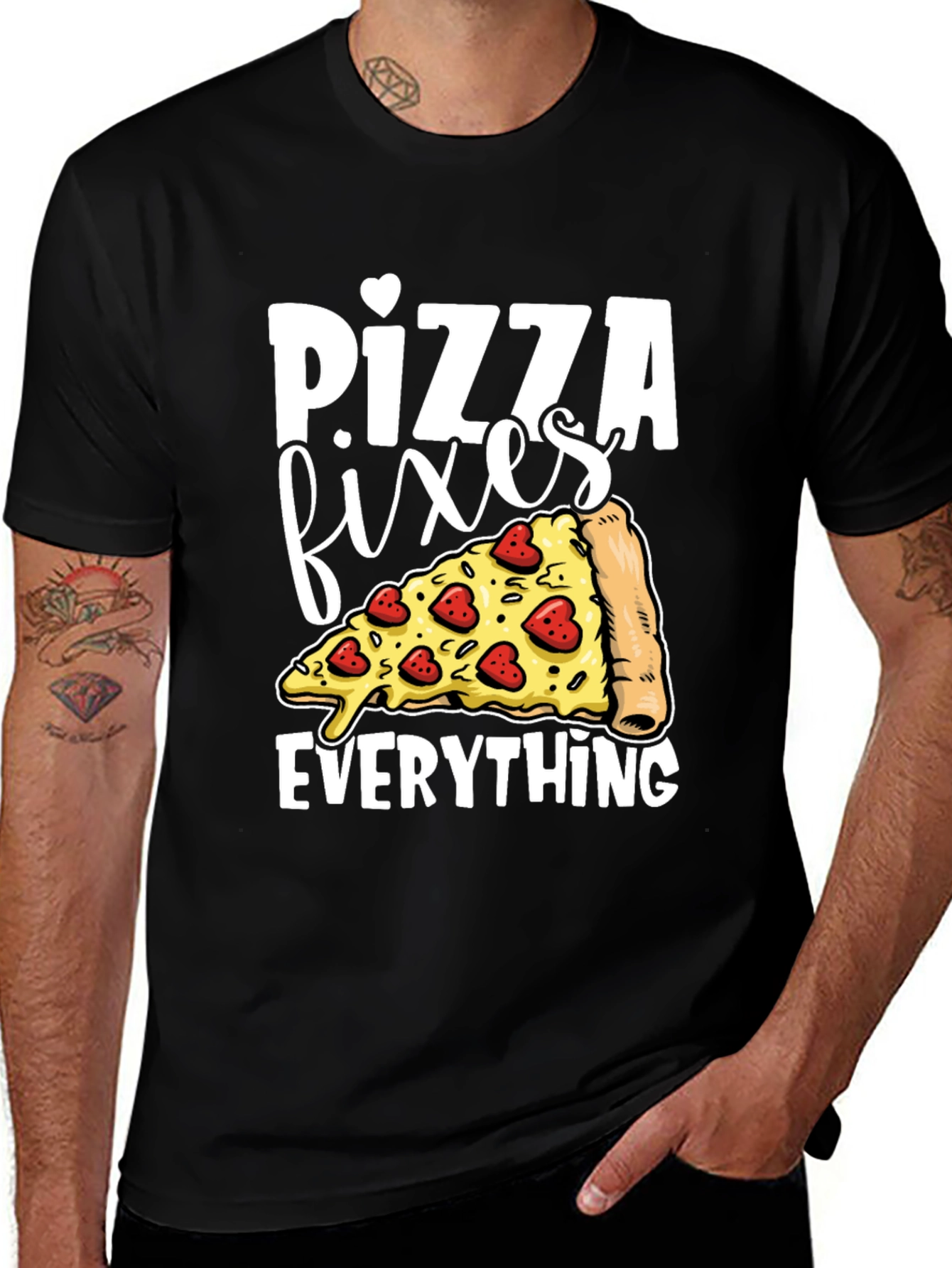Variant 19 of Pizza Fixes Everything Graphic Tee