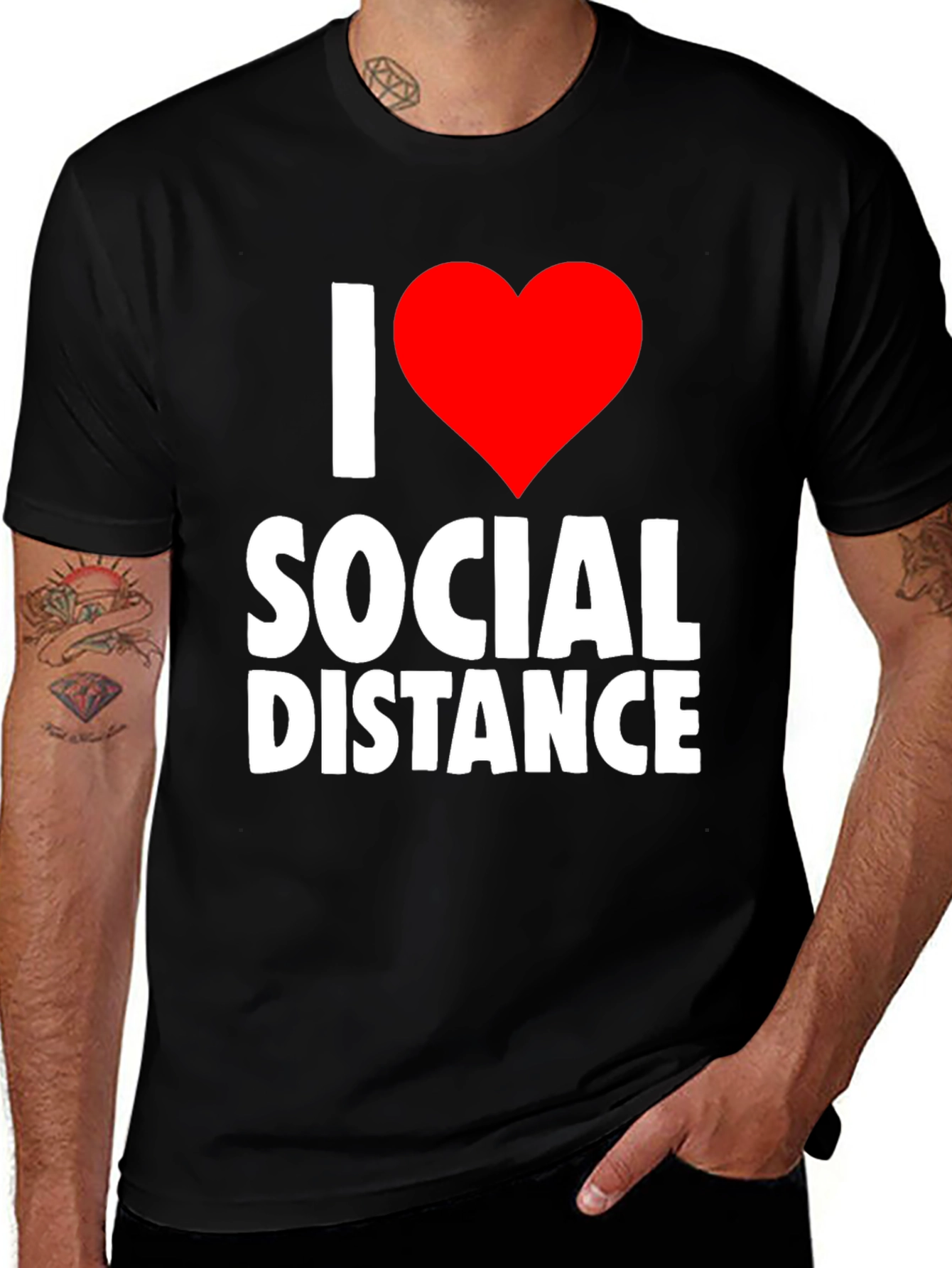 Variant 24 of I Heart Social Distance Black Graphic T-Shirt