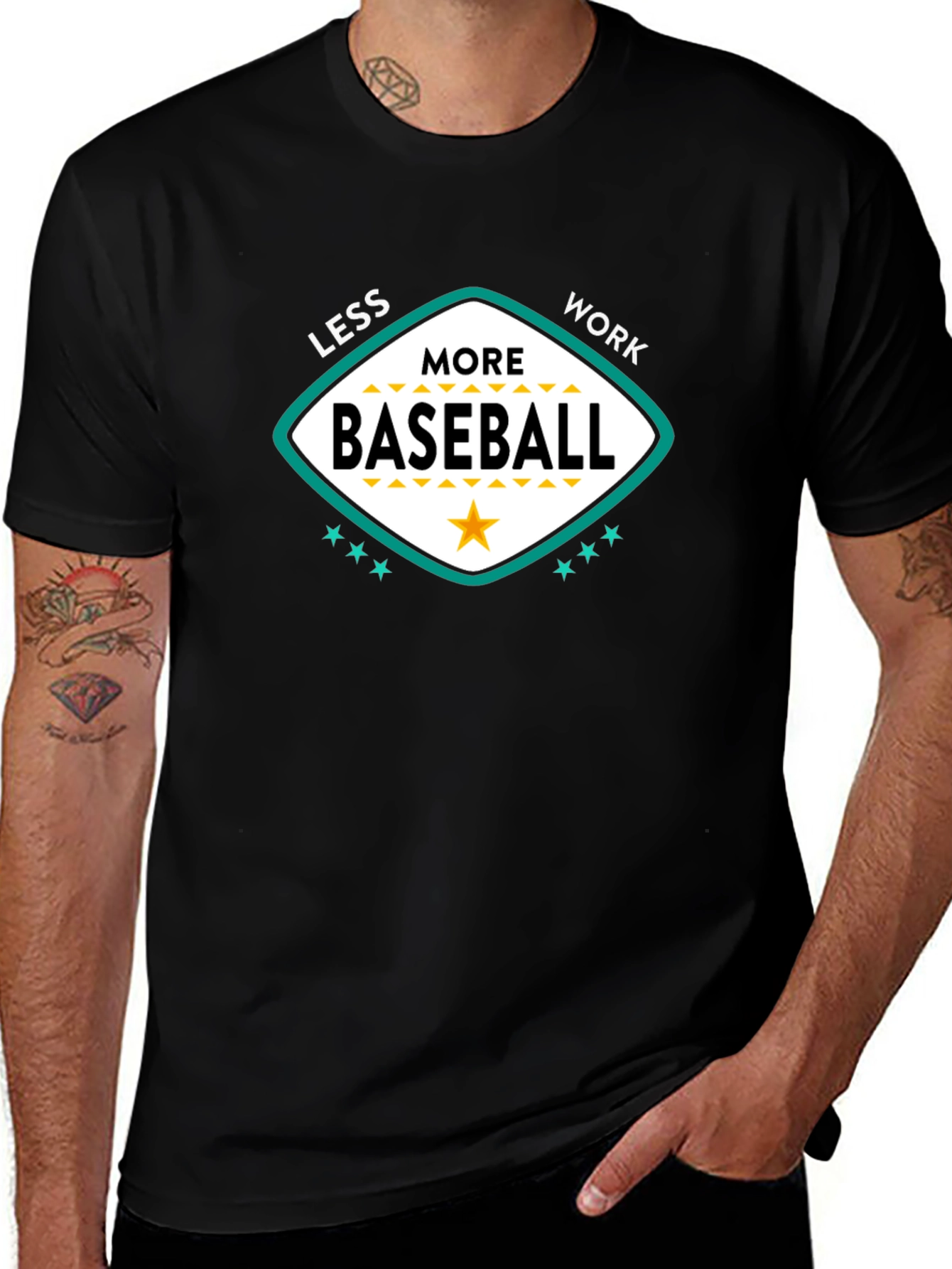 Variant 25 of Less Work More Baseball Graphic T-Shirt