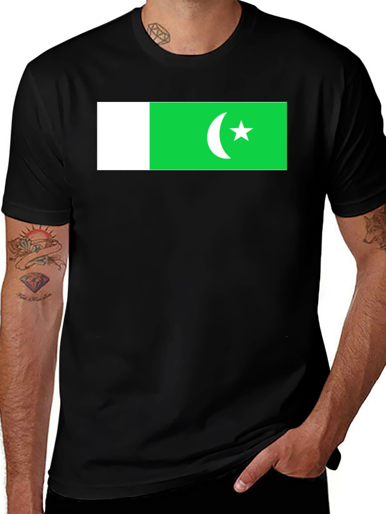 Pakistan Flag Graphic Tee - Black Cotton T-Shirt