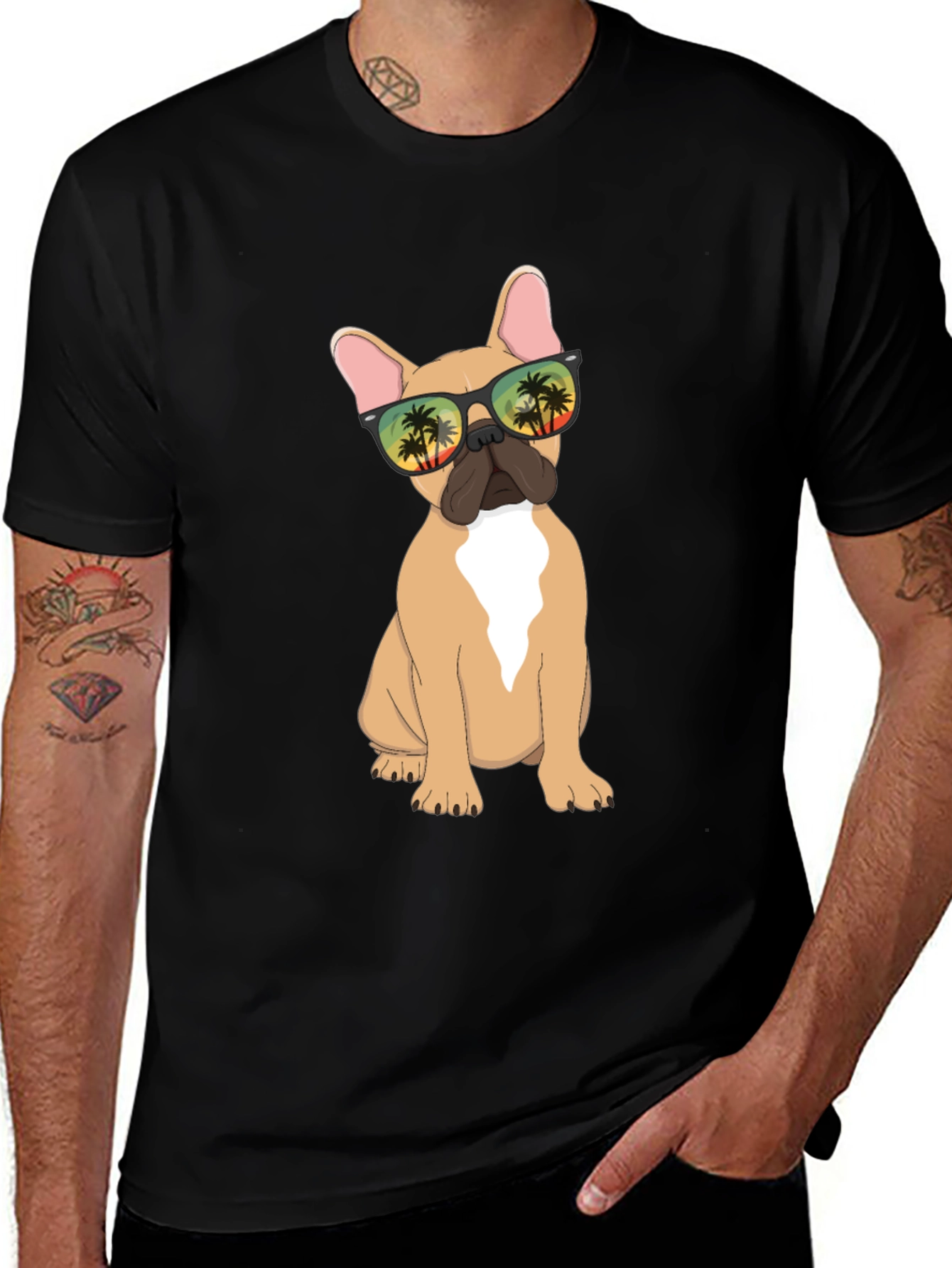 Variant 10 of Cool Dog Tee - French Bulldog with Sunglasses
