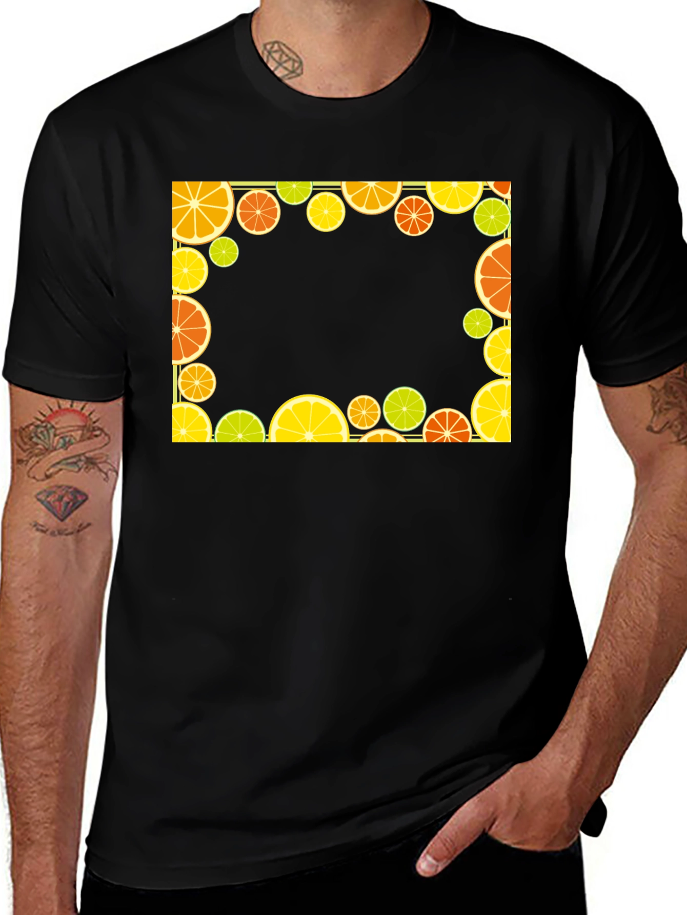 Variant 20 of Citrus Slice Graphic Black T-Shirt