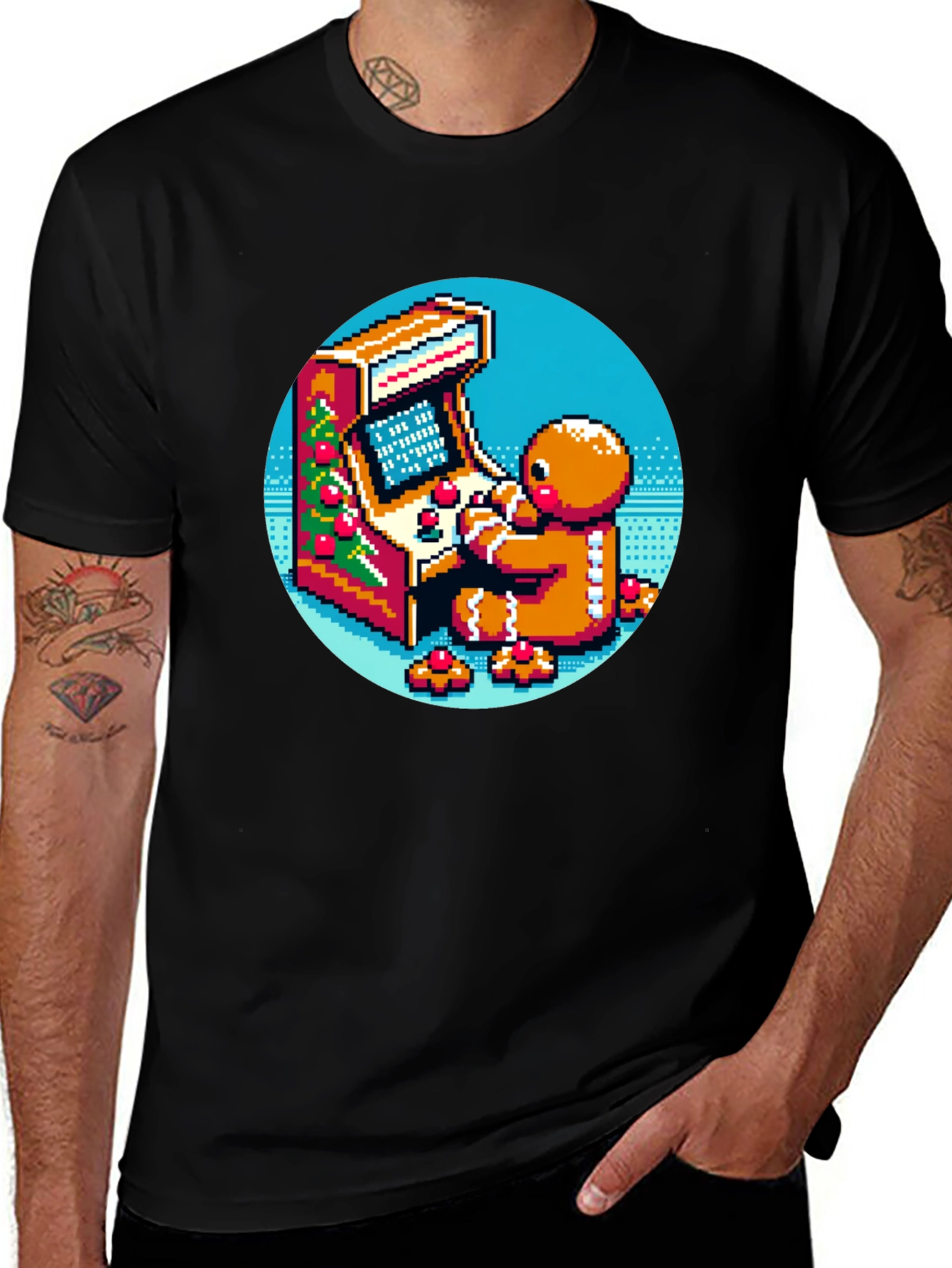 Variant 5 of Gingerbread Gamer T-Shirt - Retro Pixel Arcade Fun