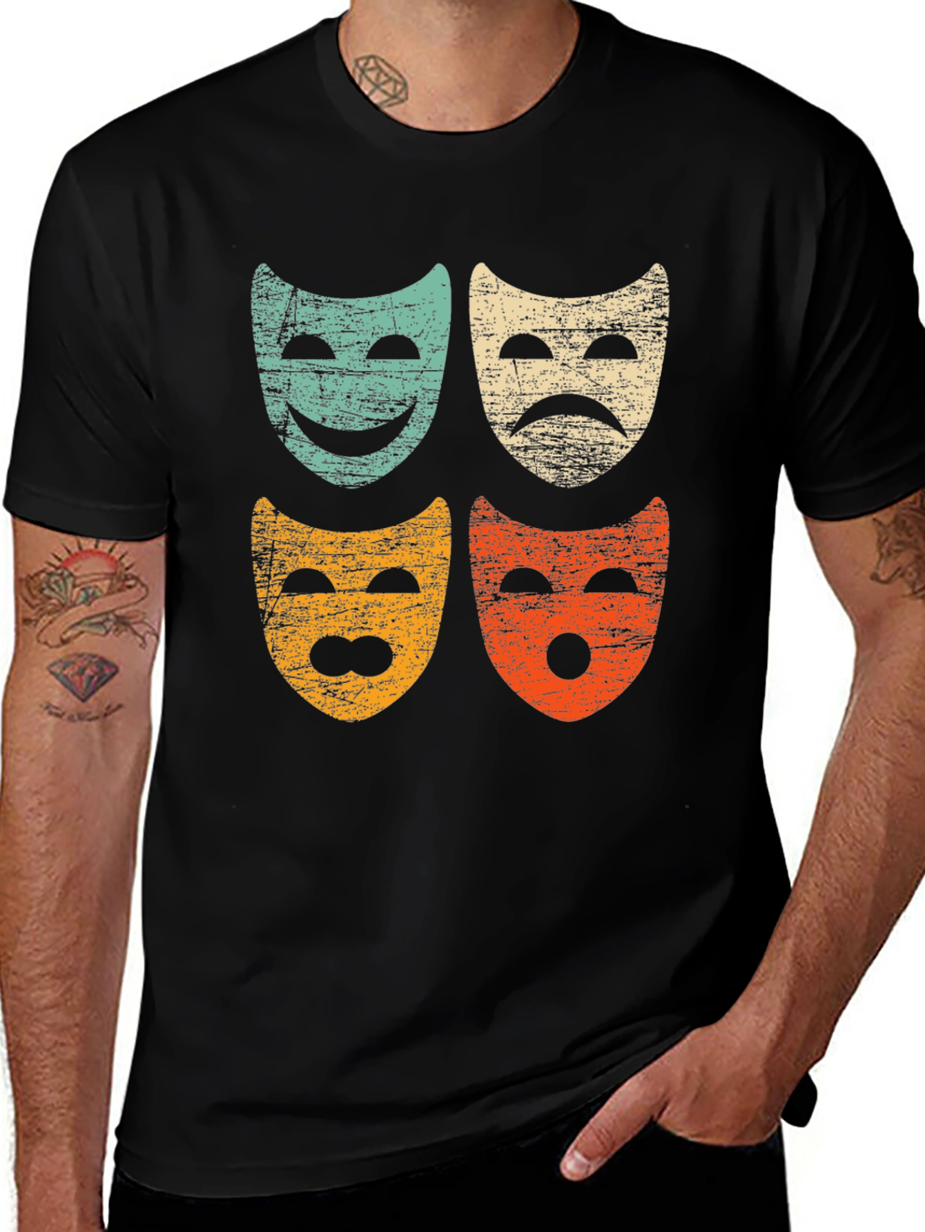 Retro Drama Masks Graphic Tee