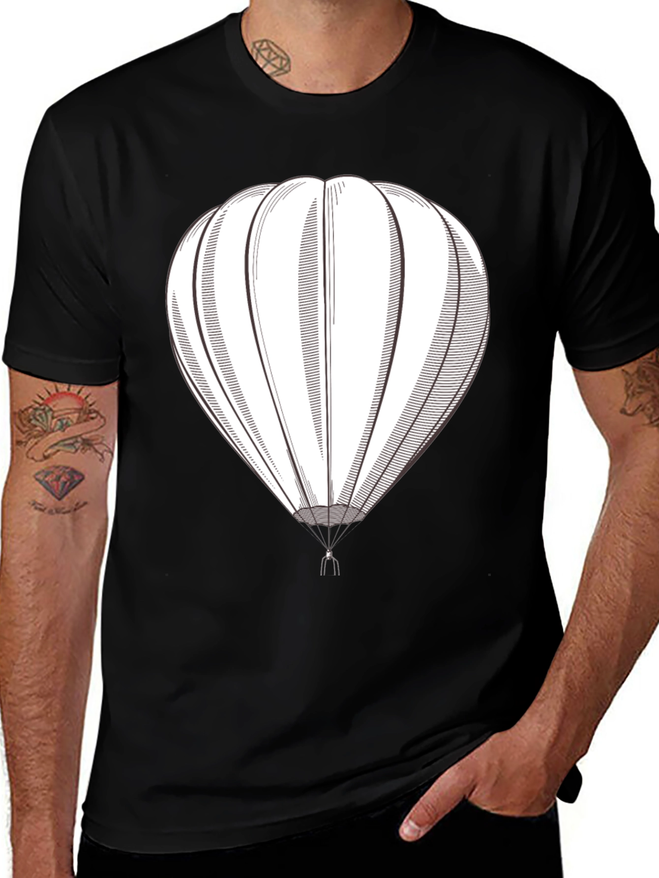 Variant 25 of Hot Air Balloon Graphic Tee - Black