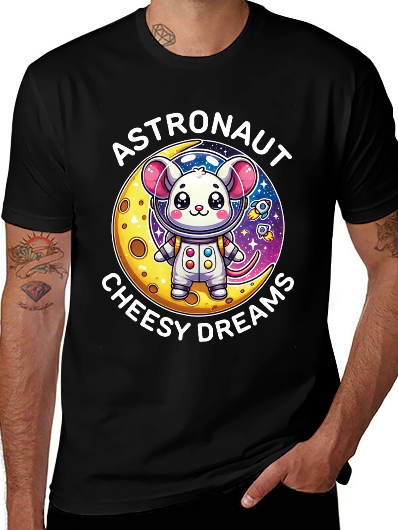 Variant 22 of Astronaut Mouse 'Cheesy Dreams' Graphic Tee