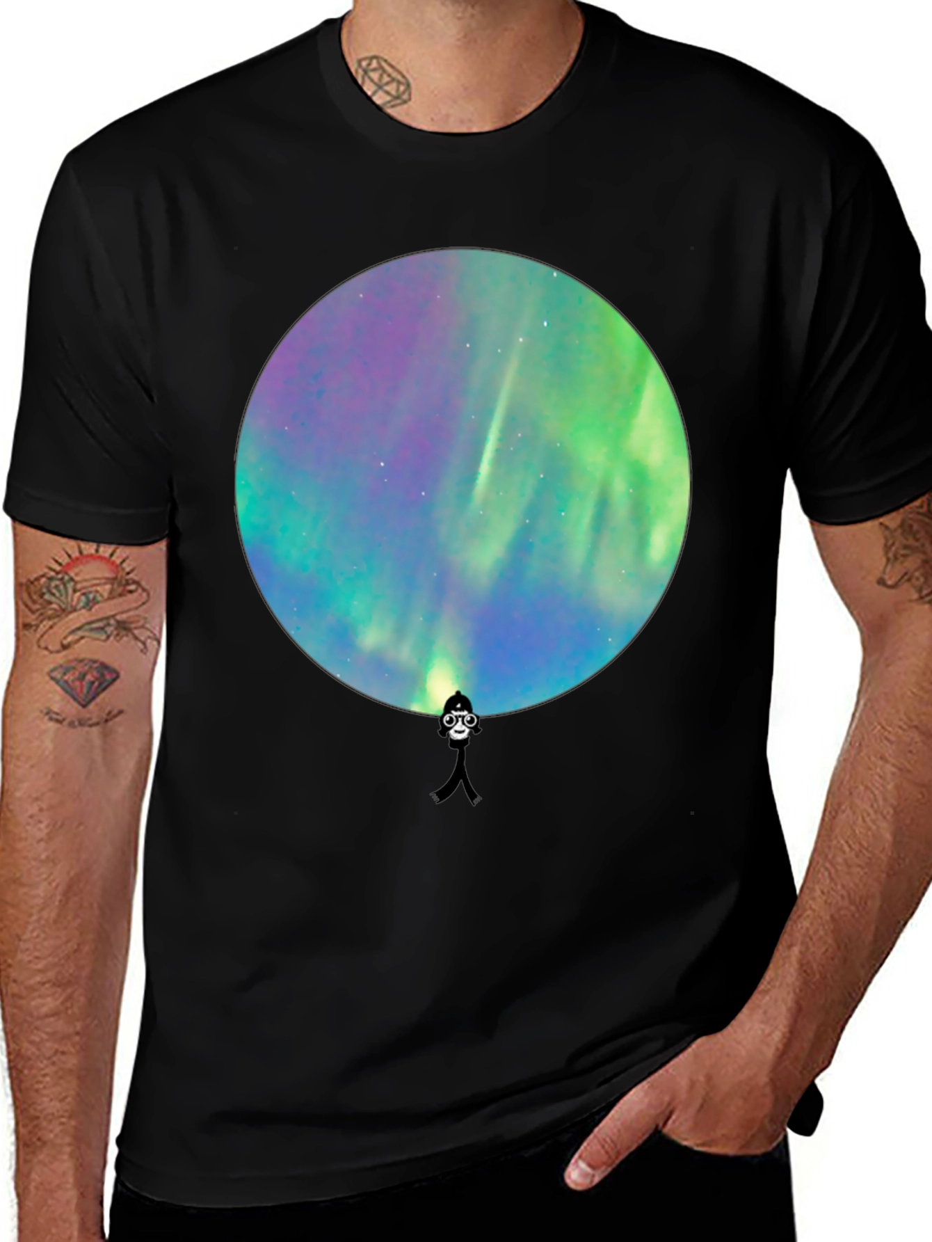 Variant 16 of Aurora Borealis Silhouette Graphic T-Shirt