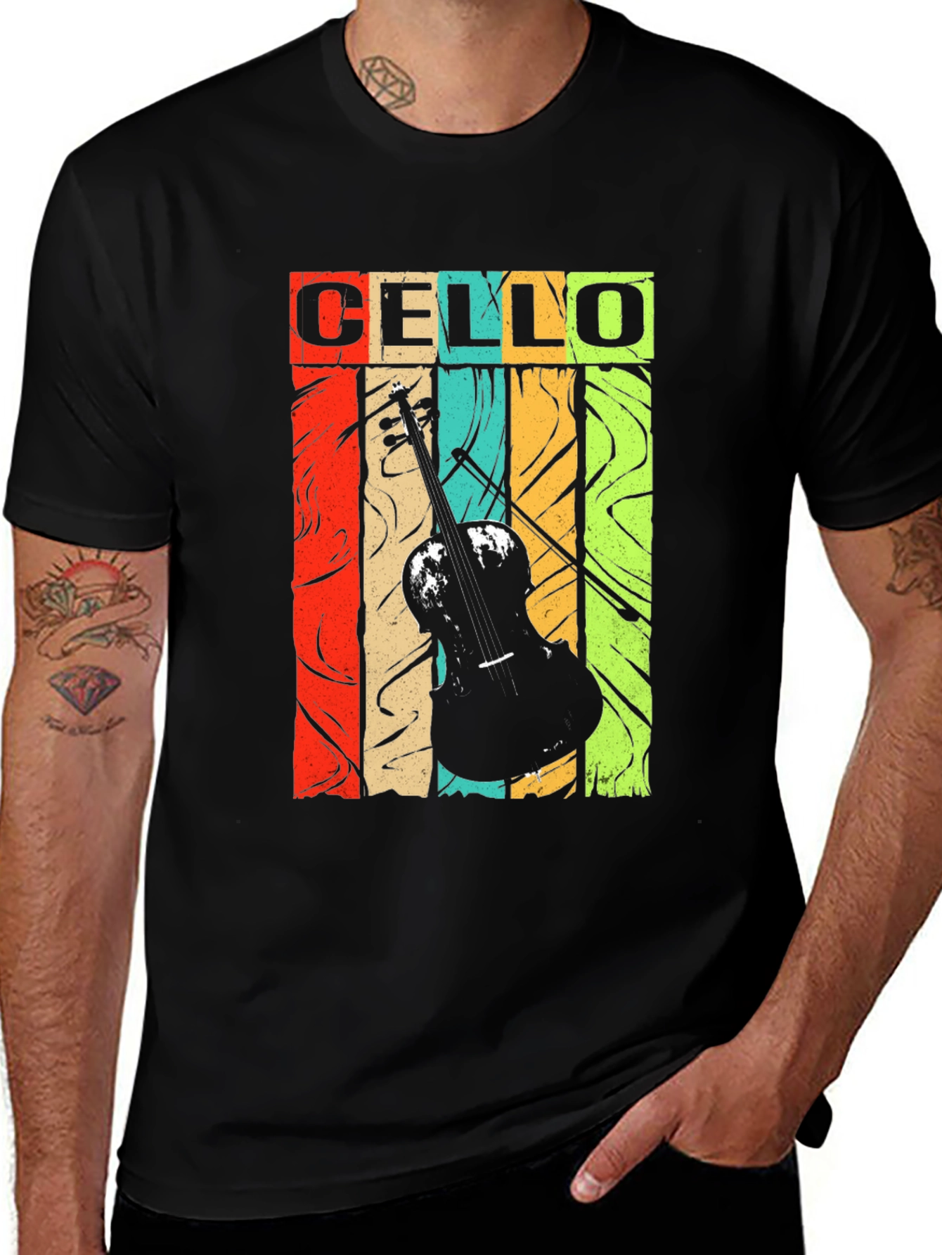 Cello Music T-Shirt Retro Style String Instrument