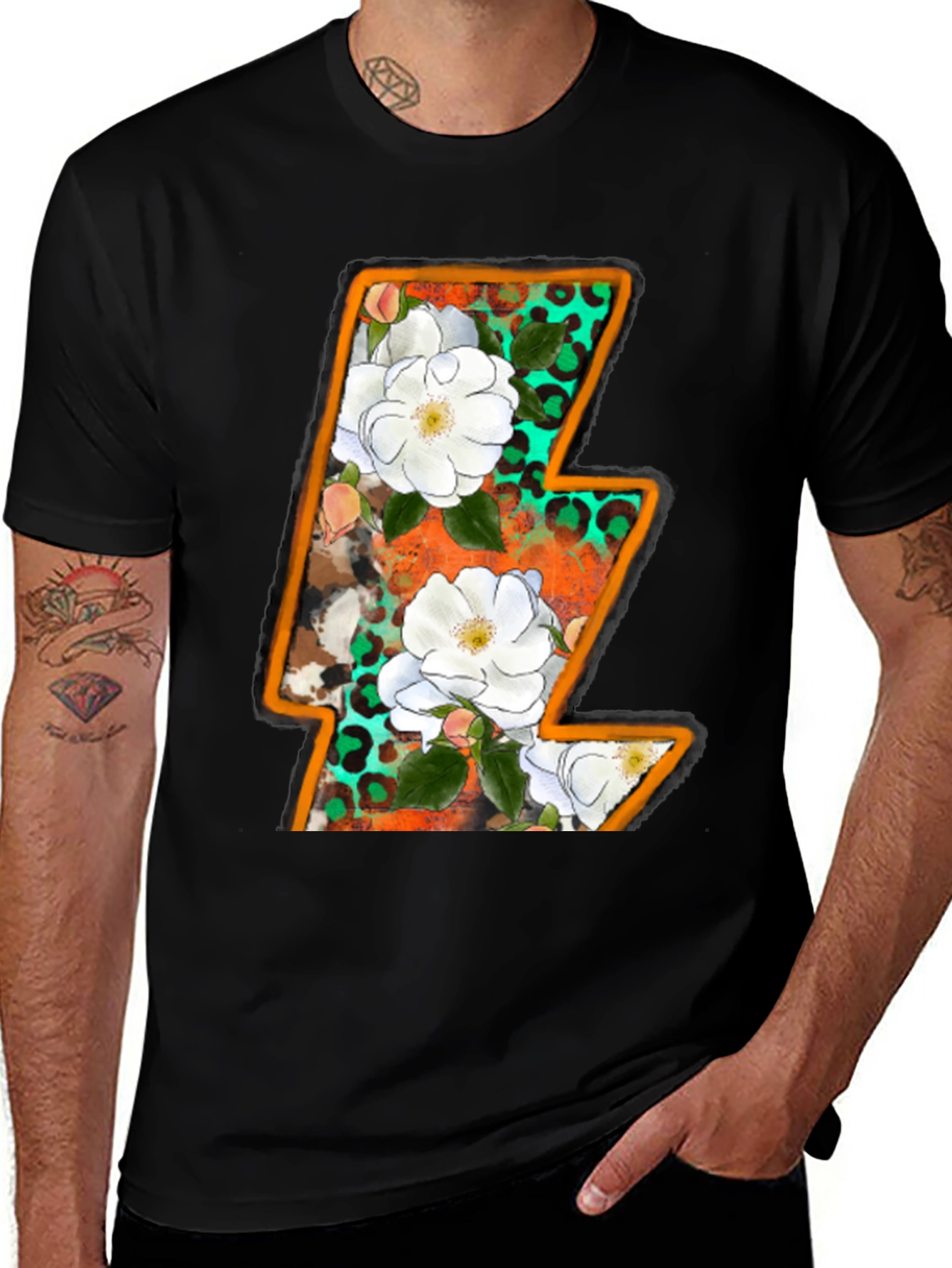 Variant 20 of Floral Lightning Bolt Graphic Tee