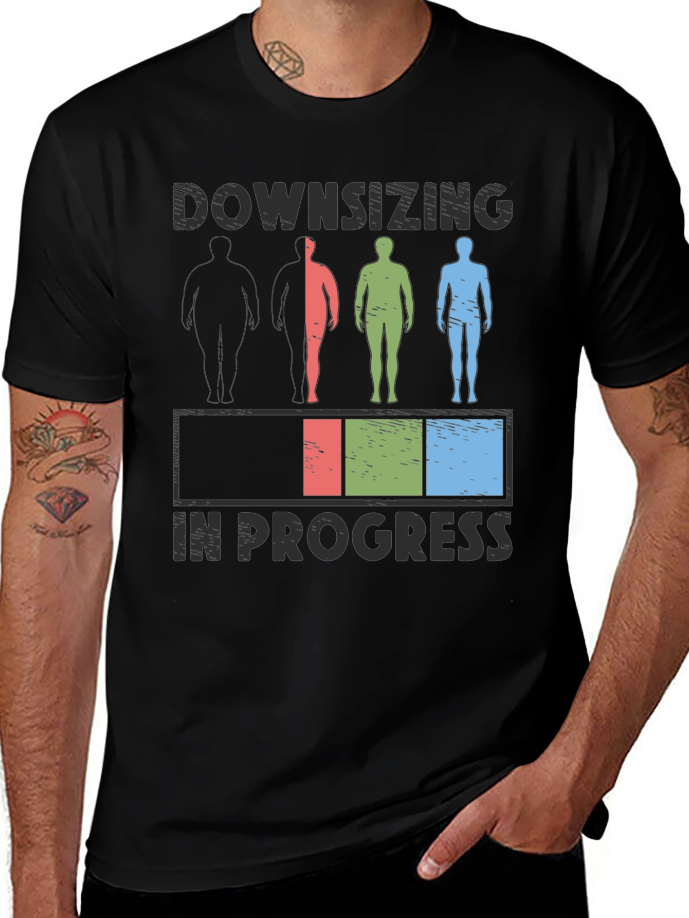Variant 19 of Downsizing In Progress T-Shirt - Weight Loss Humor