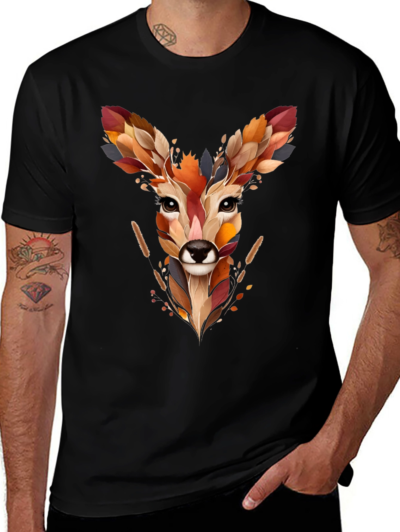 Variant 19 of Deer Head Graphic Tee - Nature Inspired Art Shirt
