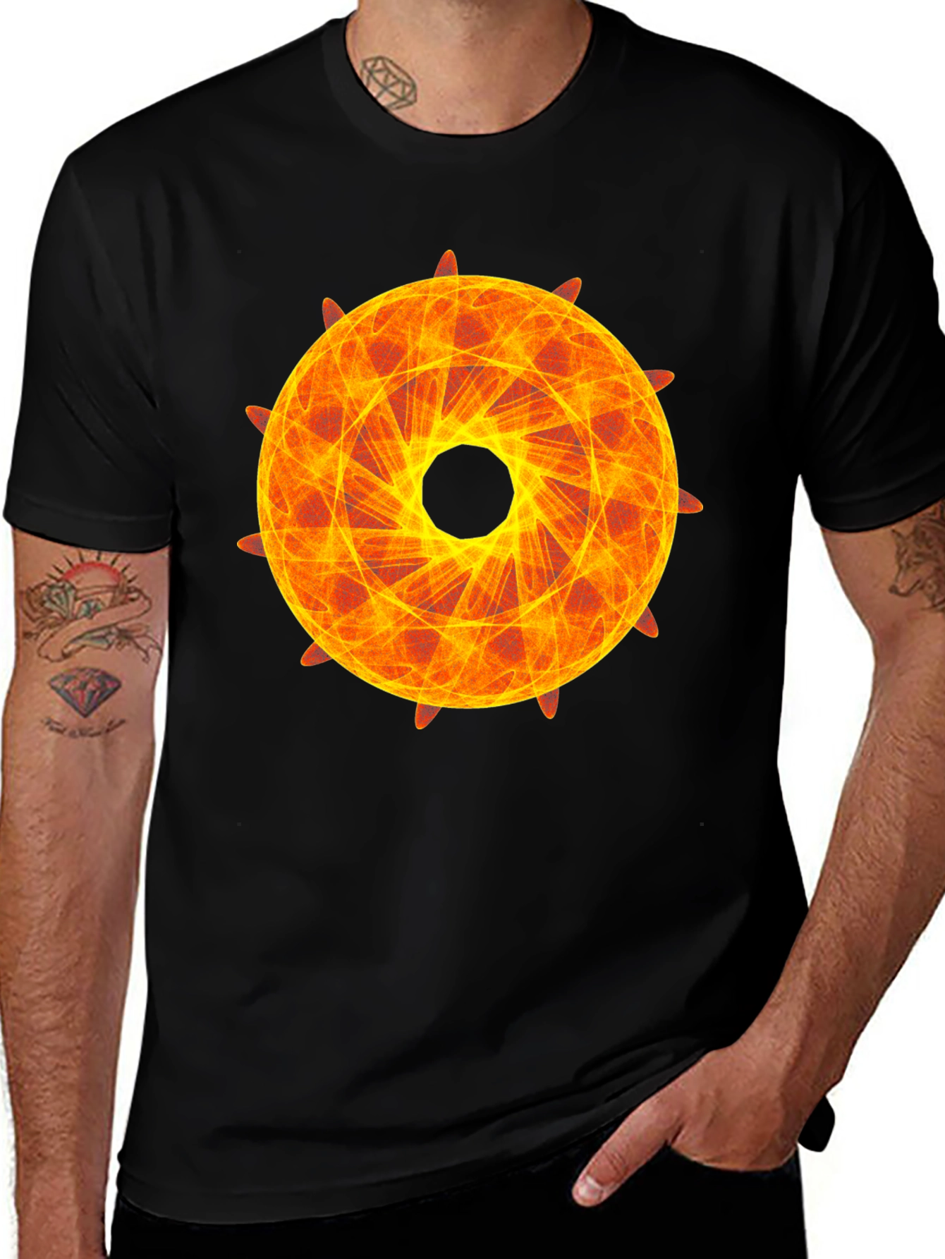 Variant 20 of Fiery Geometric Circle Graphic Tee