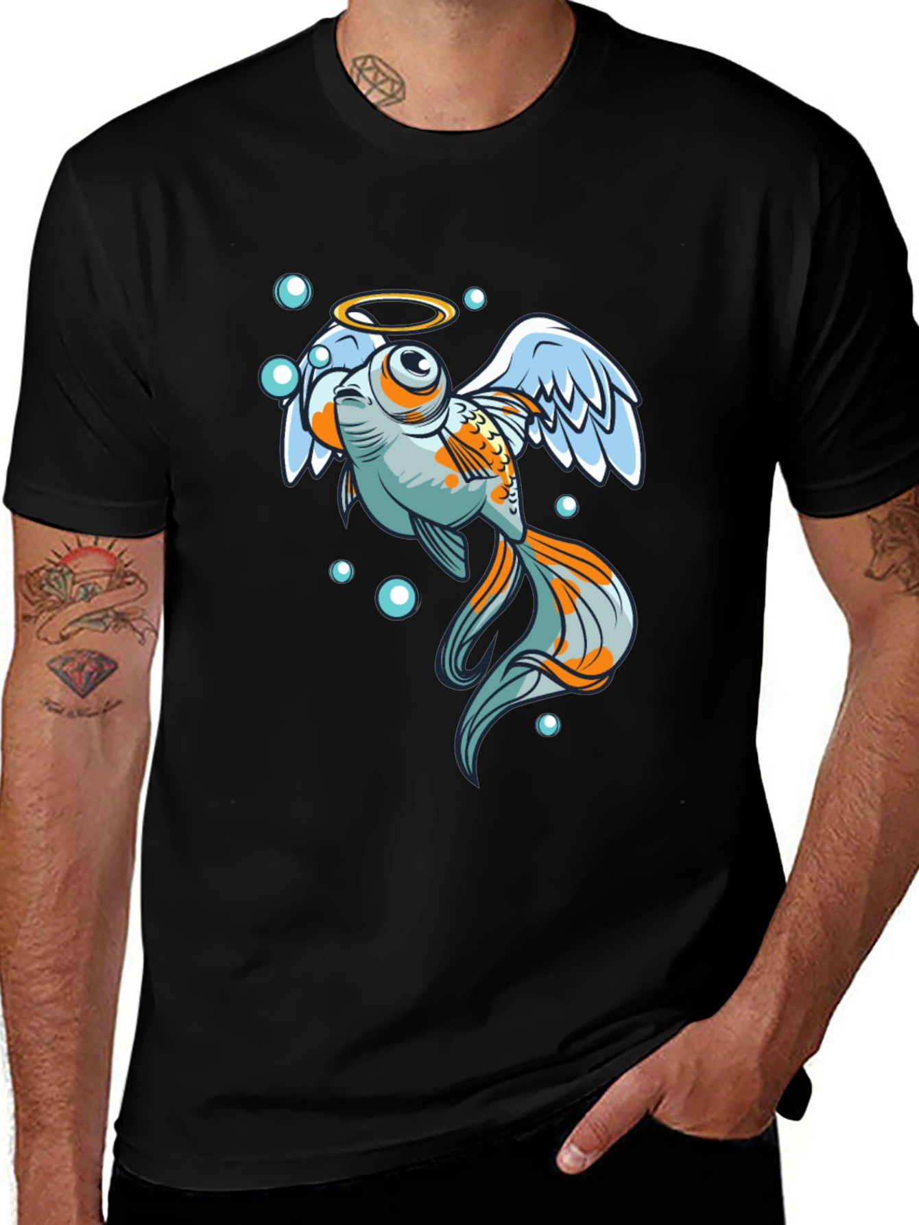 Variant 21 of Angel Fish Graphic Tee - Black