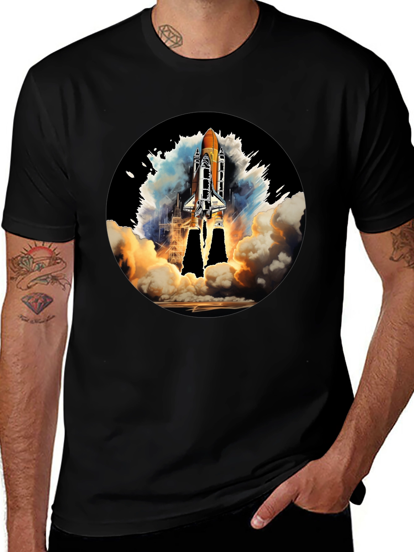 Variant 8 of Rocket Launch Graphic Tee - Space Shuttle T-Shirt