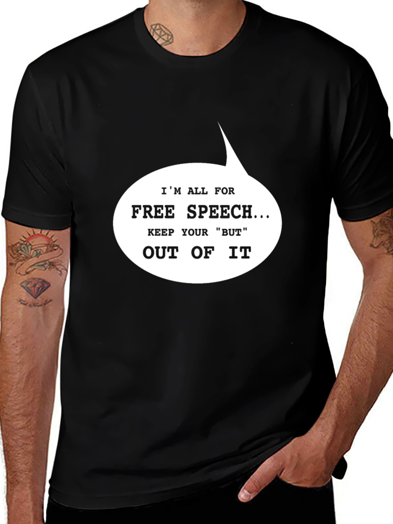 Variant 17 of Free Speech Graphic T-Shirt - Black Cotton Tee