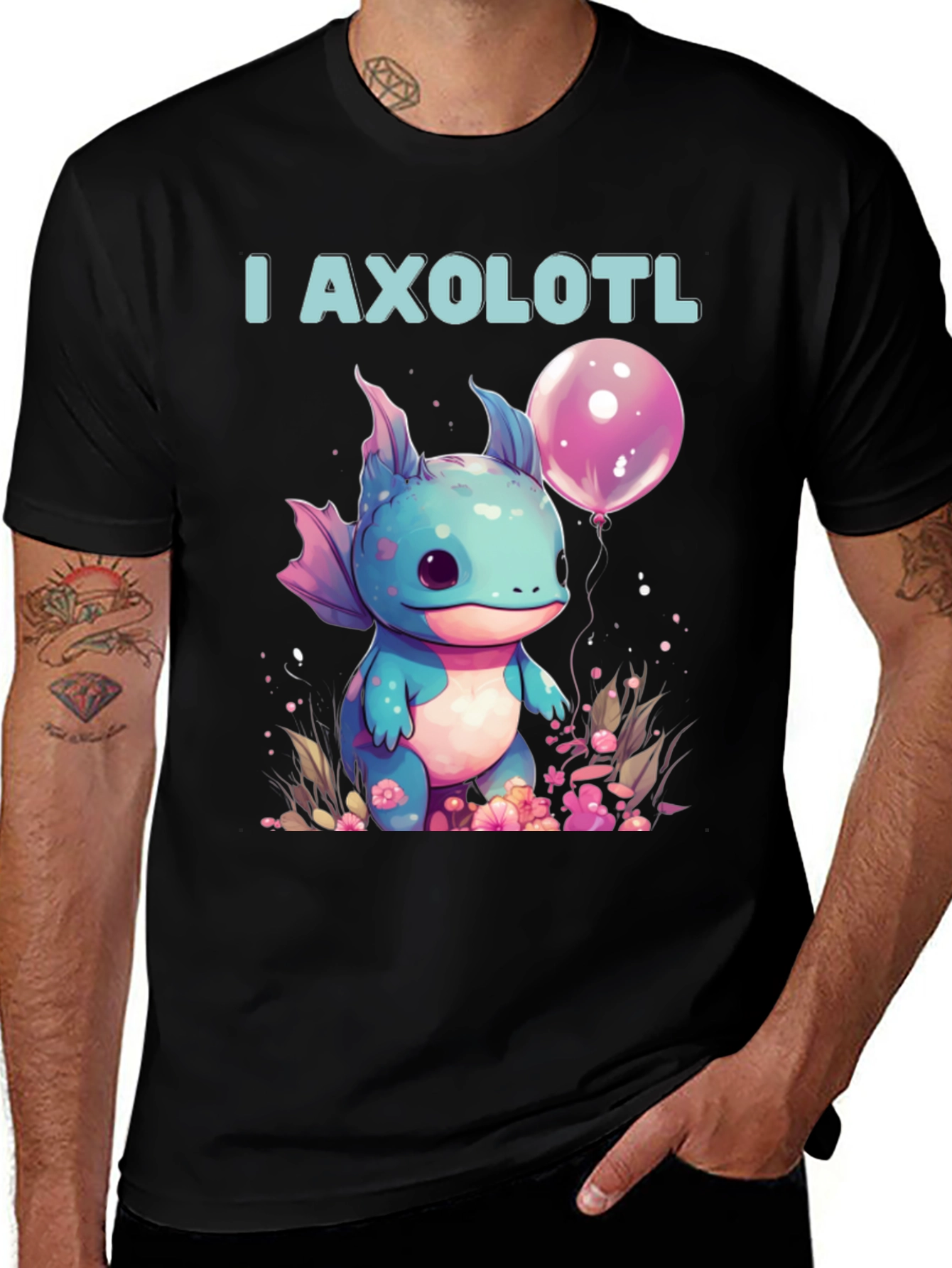 Variant 7 of I Axolotl T-Shirt: Cute Amphibian with Balloon