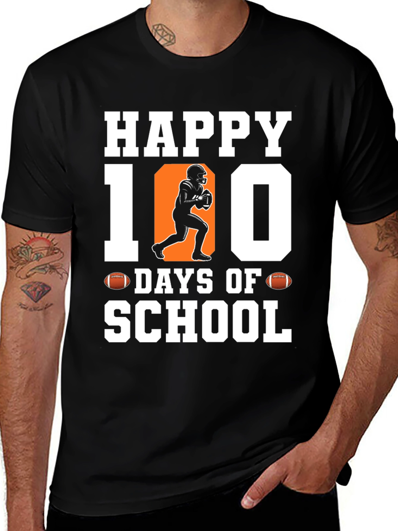 Happy 100 Days of School Football T-Shirt