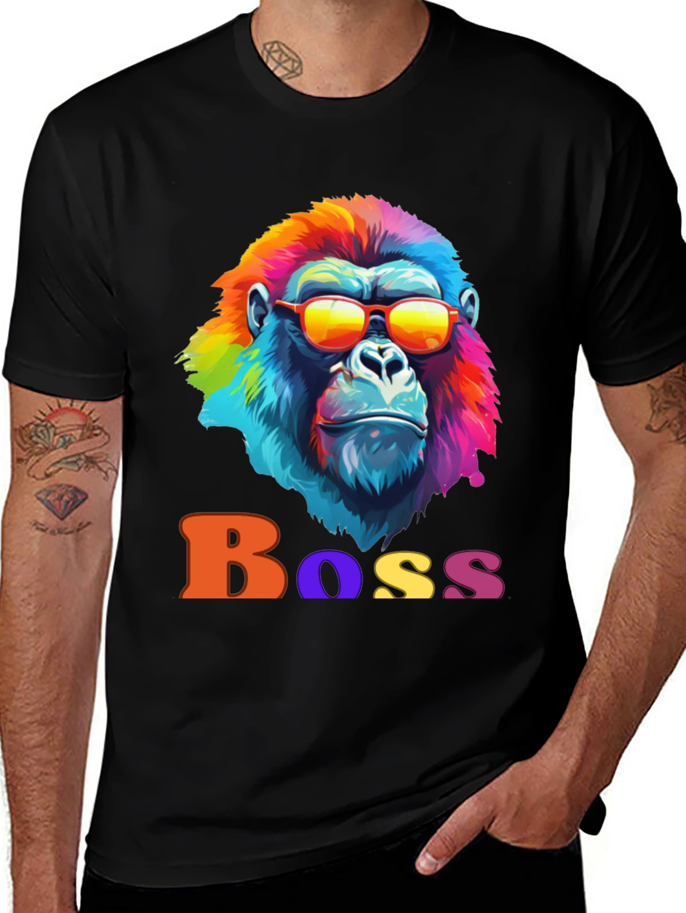 Variant 27 of Colorful Gorilla Boss Graphic T-Shirt