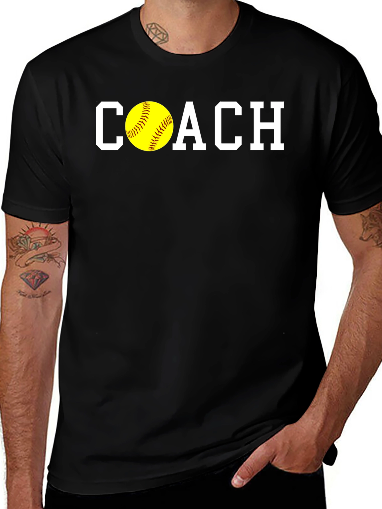 Variant 12 of Softball Coach Graphic T-Shirt - Black