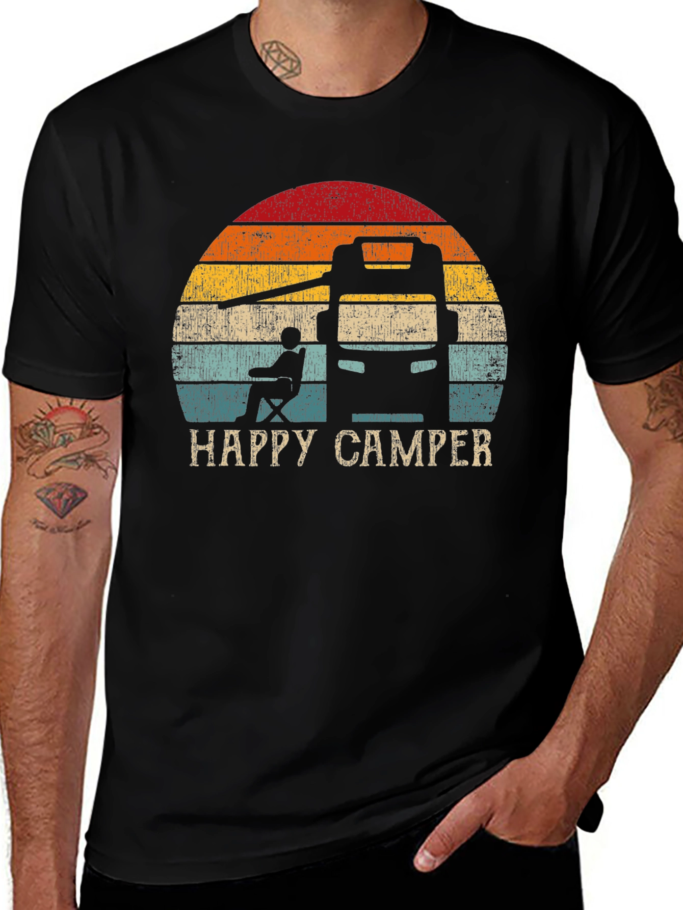 Variant 2 of Happy Camper RV Sunset Graphic T-Shirt