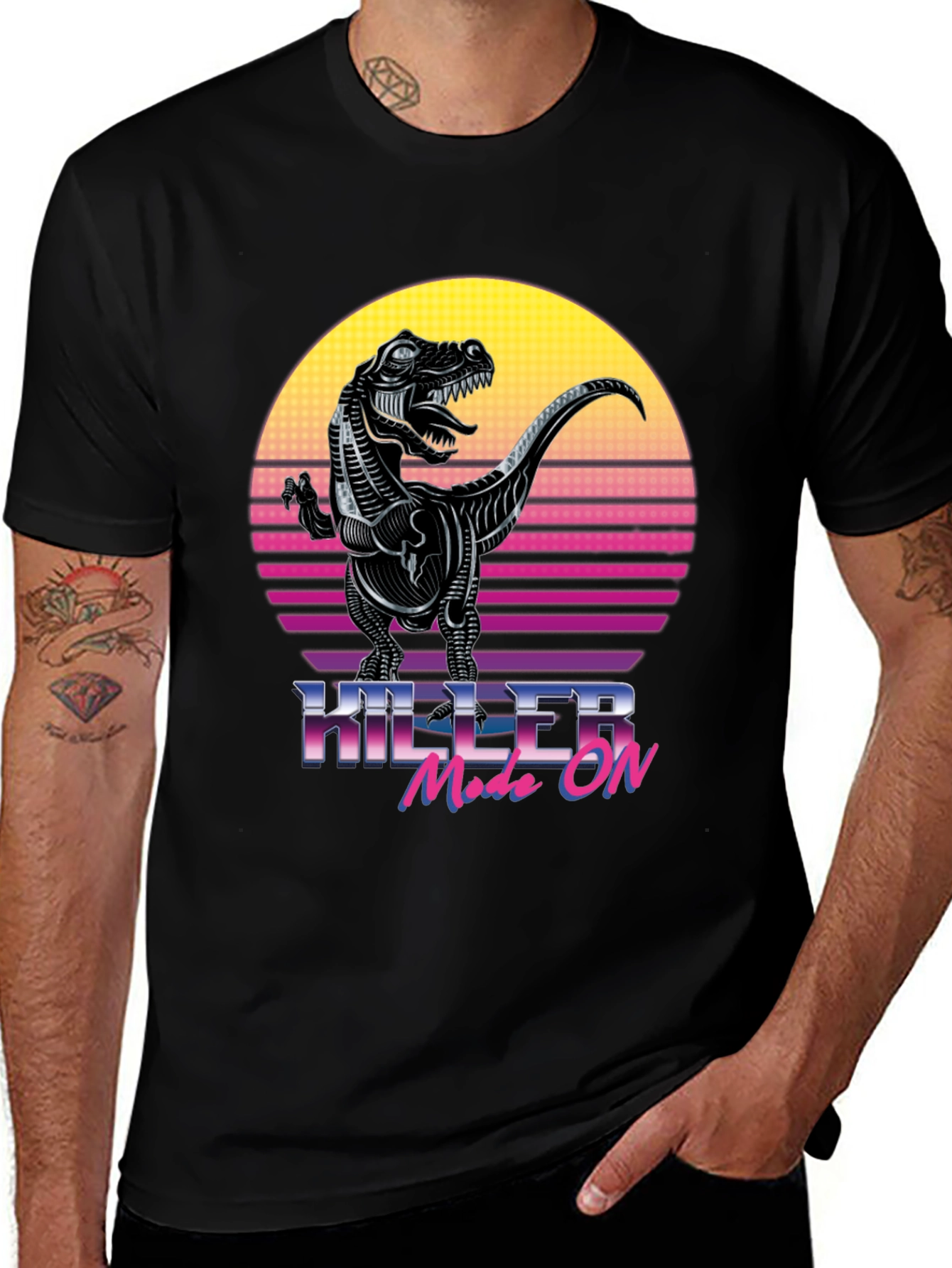 Killer Mode On T-Rex Retro Graphic T-Shirt