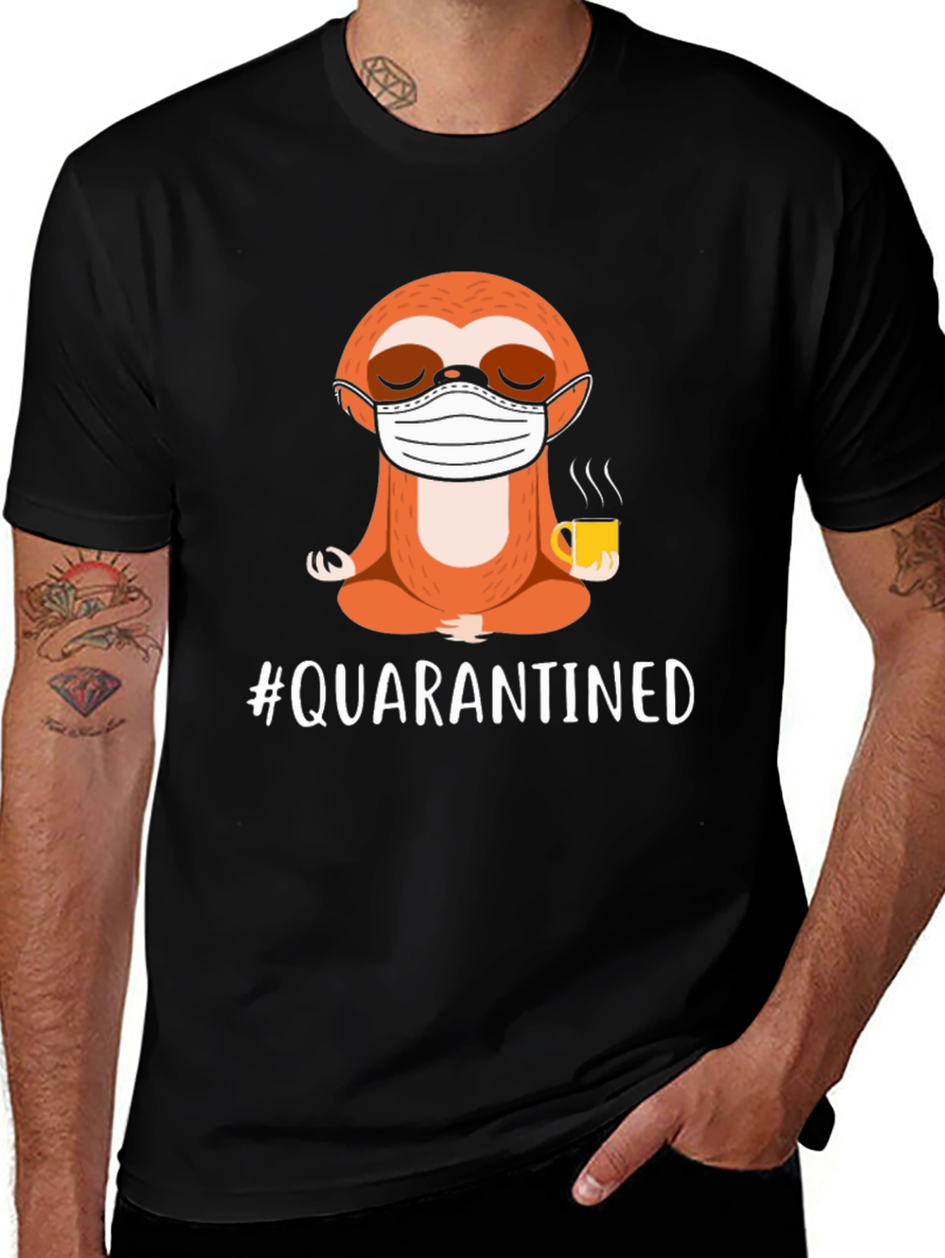 Variant 3 of Quarantined Sloth T-Shirt - Black