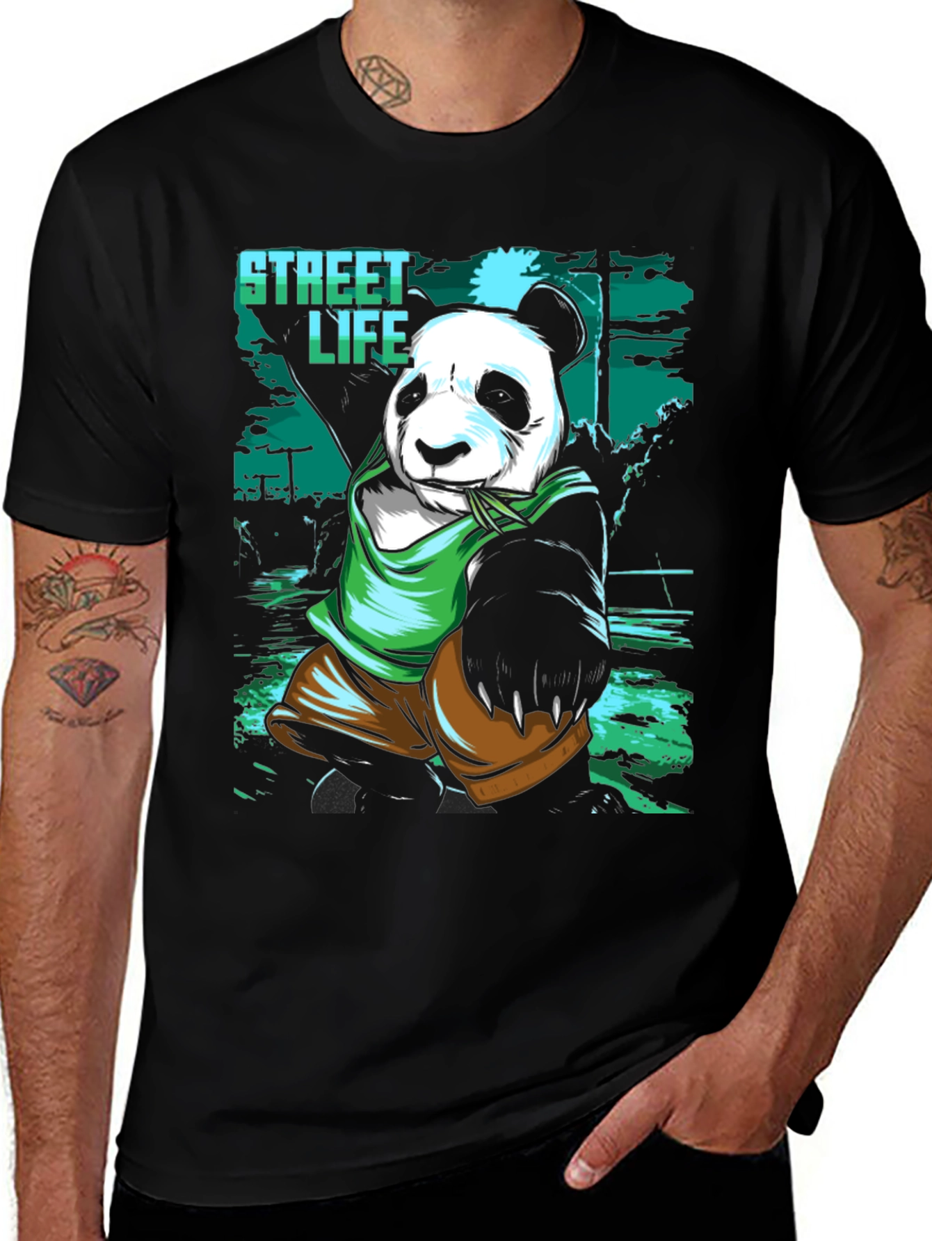 Variant 5 of Street Life Panda Graphic T-Shirt