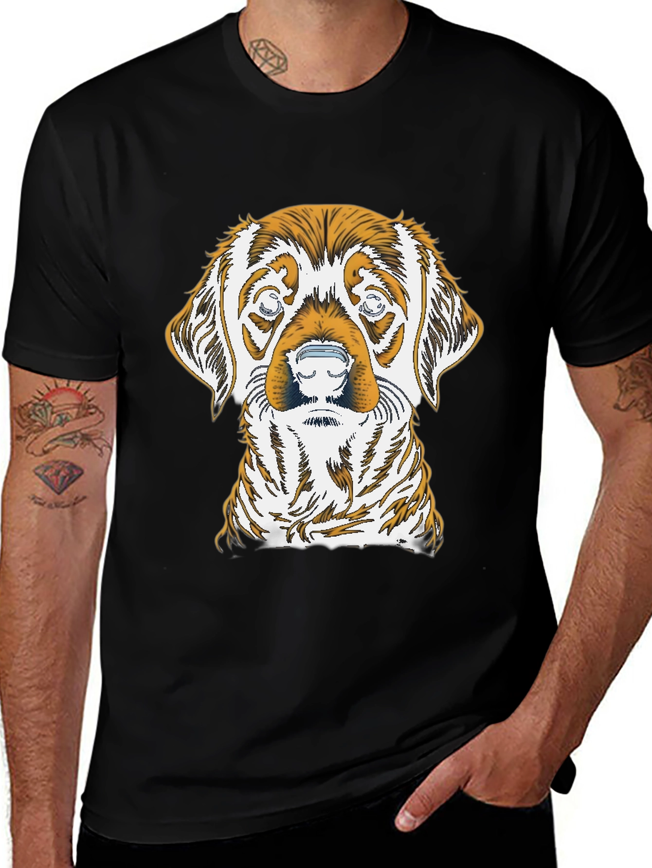 Variant 4 of Dog Graphic Print Black T-Shirt