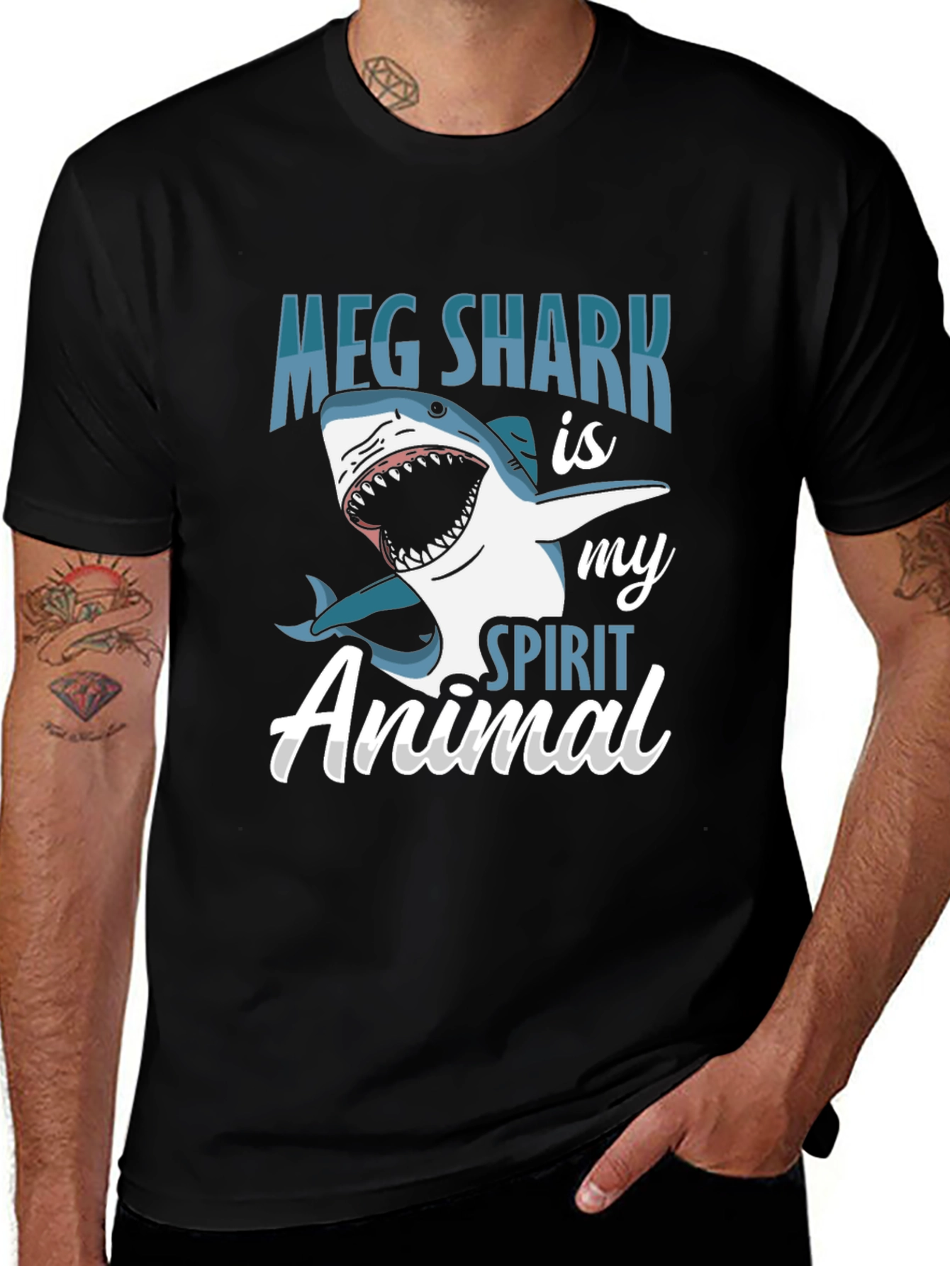 Variant 10 of Meg Shark is My Spirit Animal Black T-Shirt