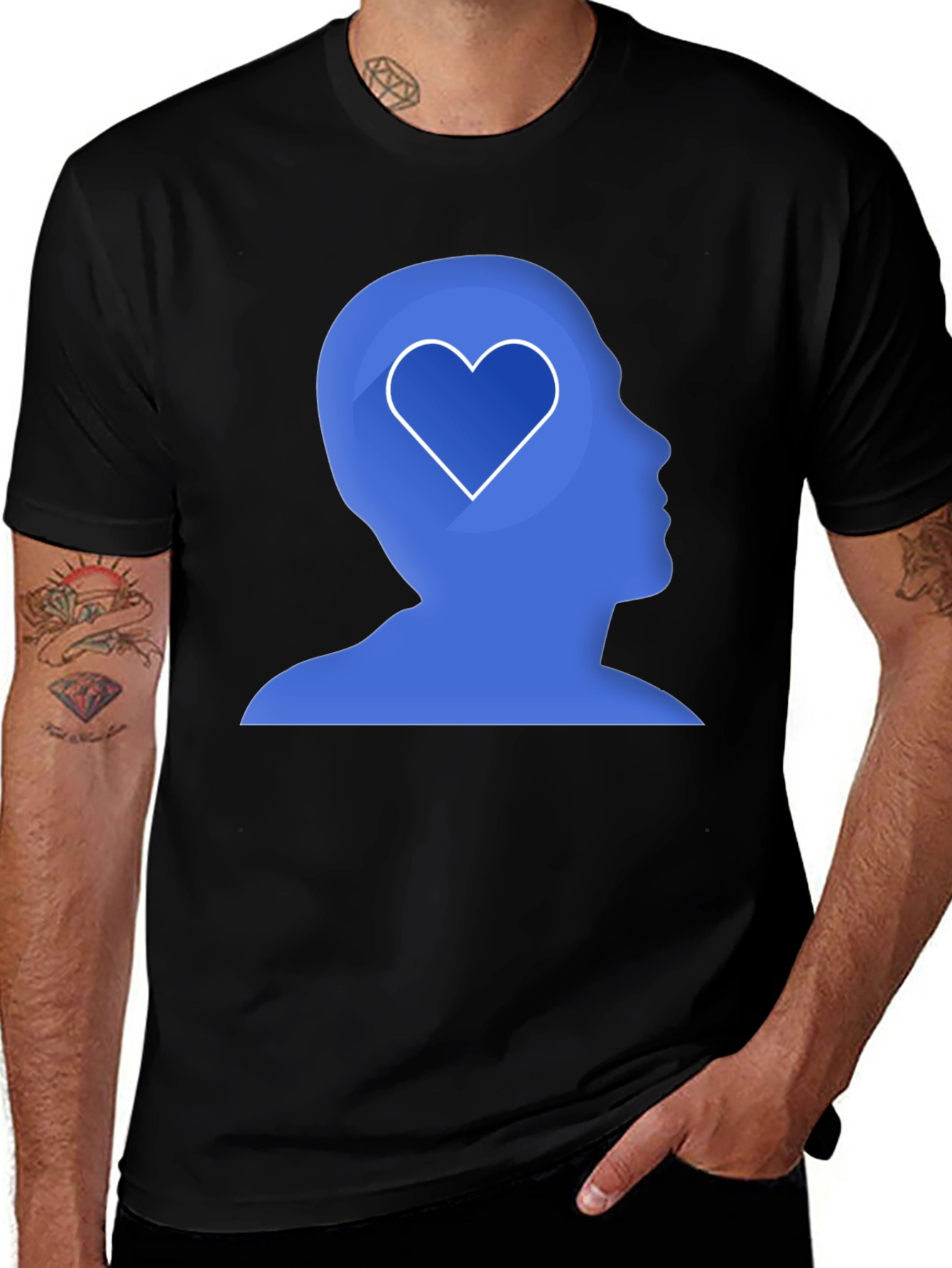 Variant 19 of Heart Mind Graphic Tee - Men's Black T-Shirt