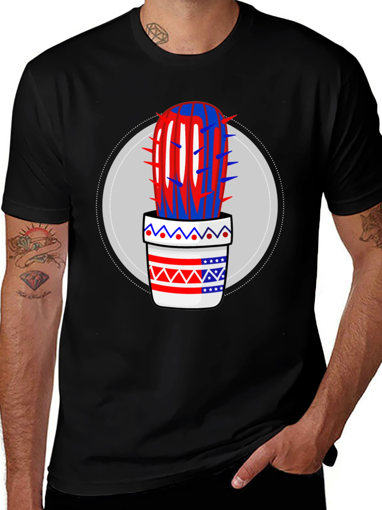 Variant 19 of Patriotic Cactus T-Shirt - USA Colors