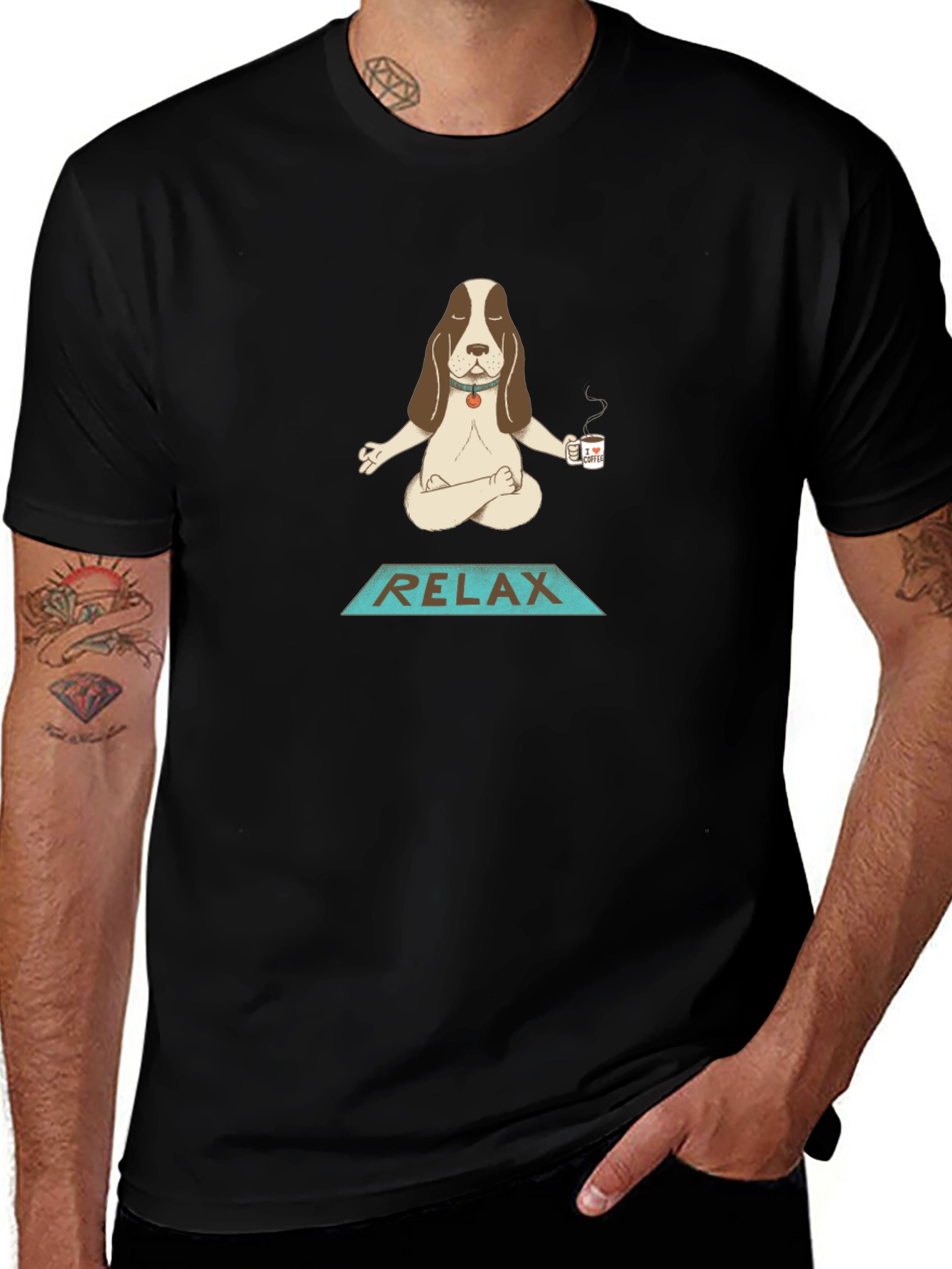 Variant 23 of Relax Dog Meditation T-Shirt - Black