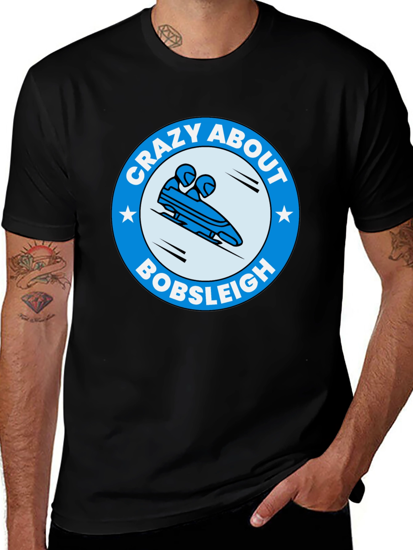 Variant 10 of Crazy About Bobsleigh Graphic Tee - Winter Sports Fan T-Shirt