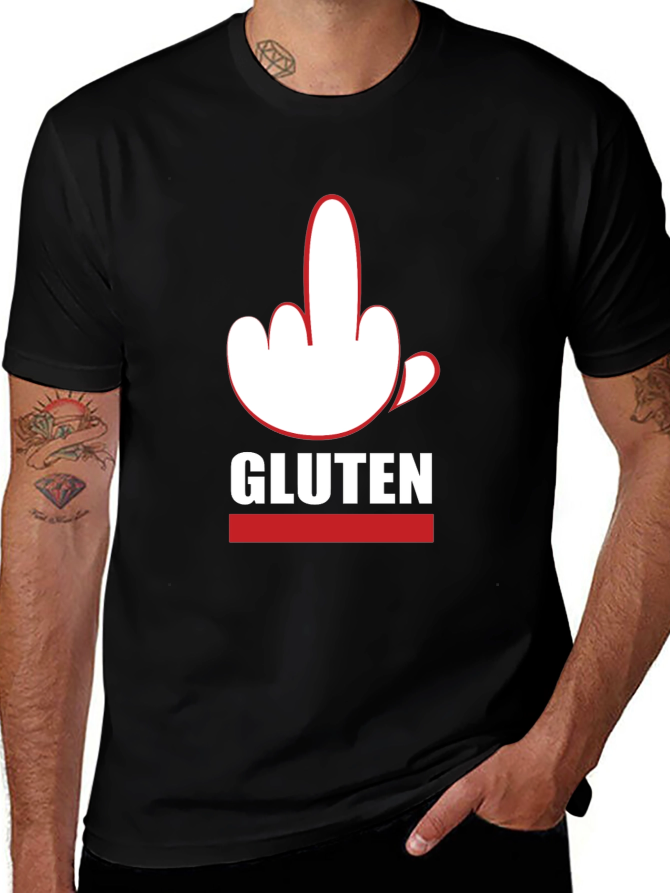 Variant 4 of Anti-Gluten T-Shirt: Middle Finger Design