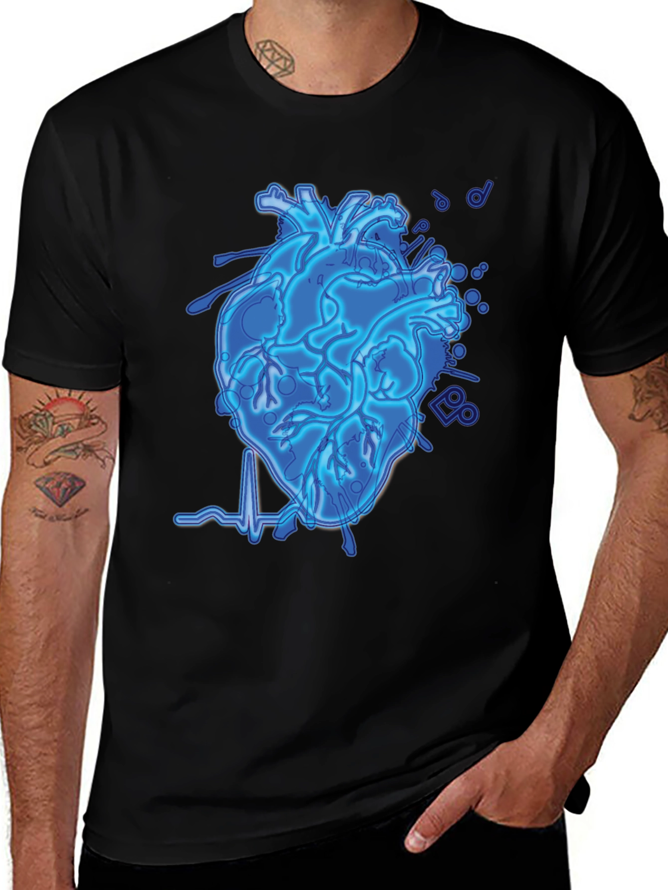 Variant 13 of Electric Heartbeat Graphic Tee - Black