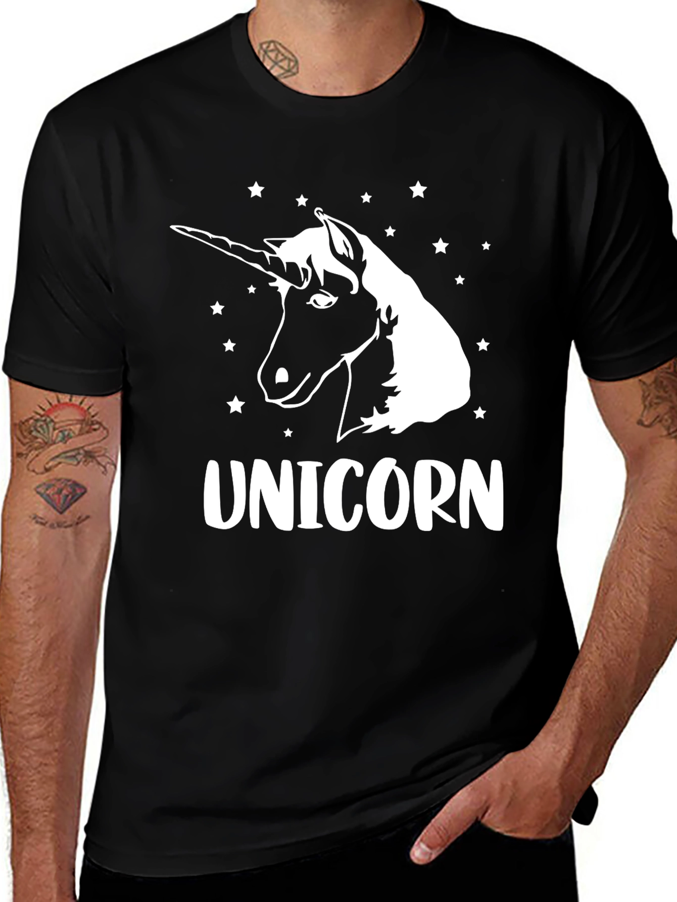 Variant 18 of Unicorn Graphic Tee - Black Cotton T-Shirt