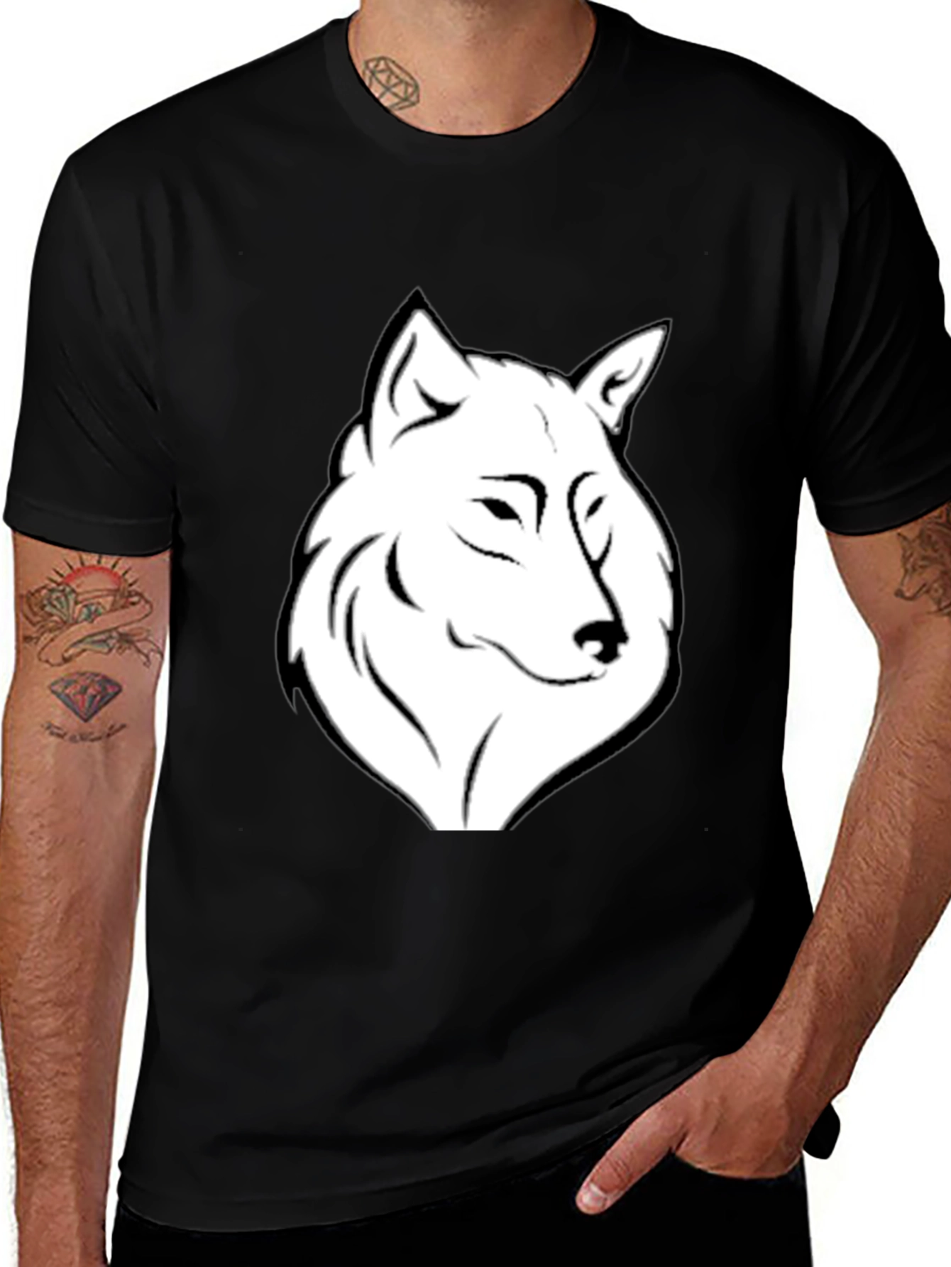 Variant 2 of Black Wolf Graphic Tee - Men's Casual T-Shirt