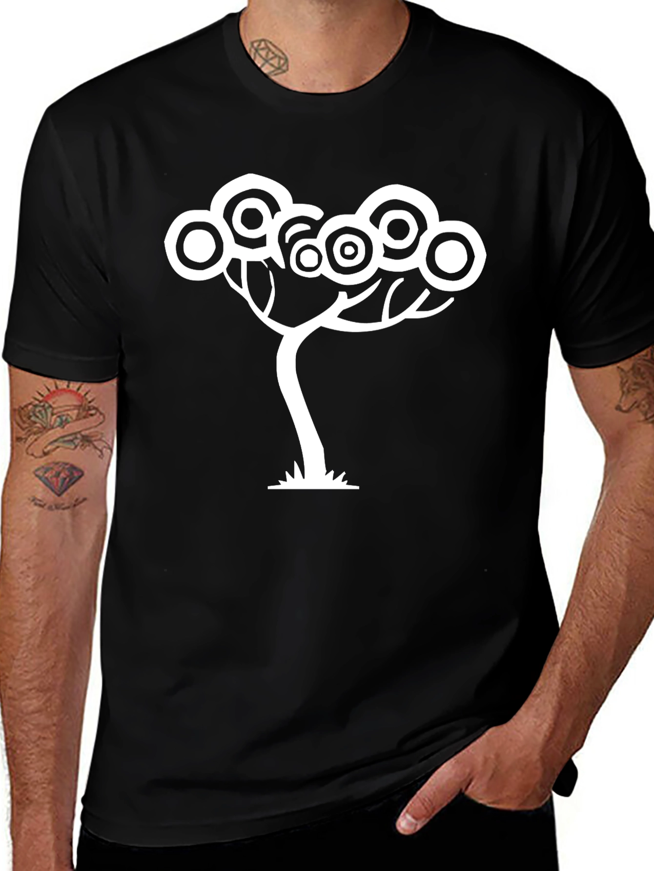 Variant 2 of Abstract Tree Graphic Tee - Black Cotton T-Shirt