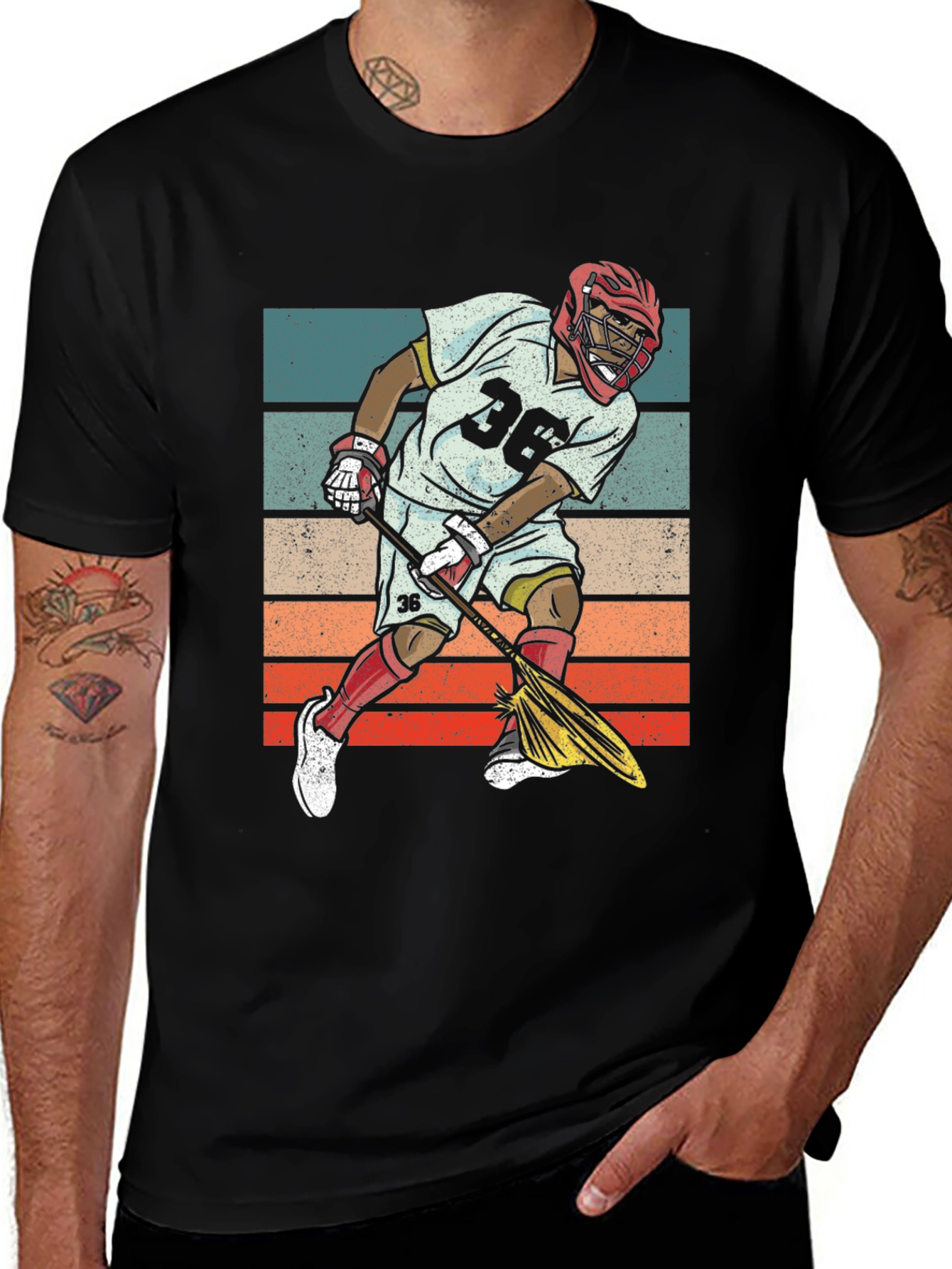 Lacrosse Player Graphic Tee - Vintage Design